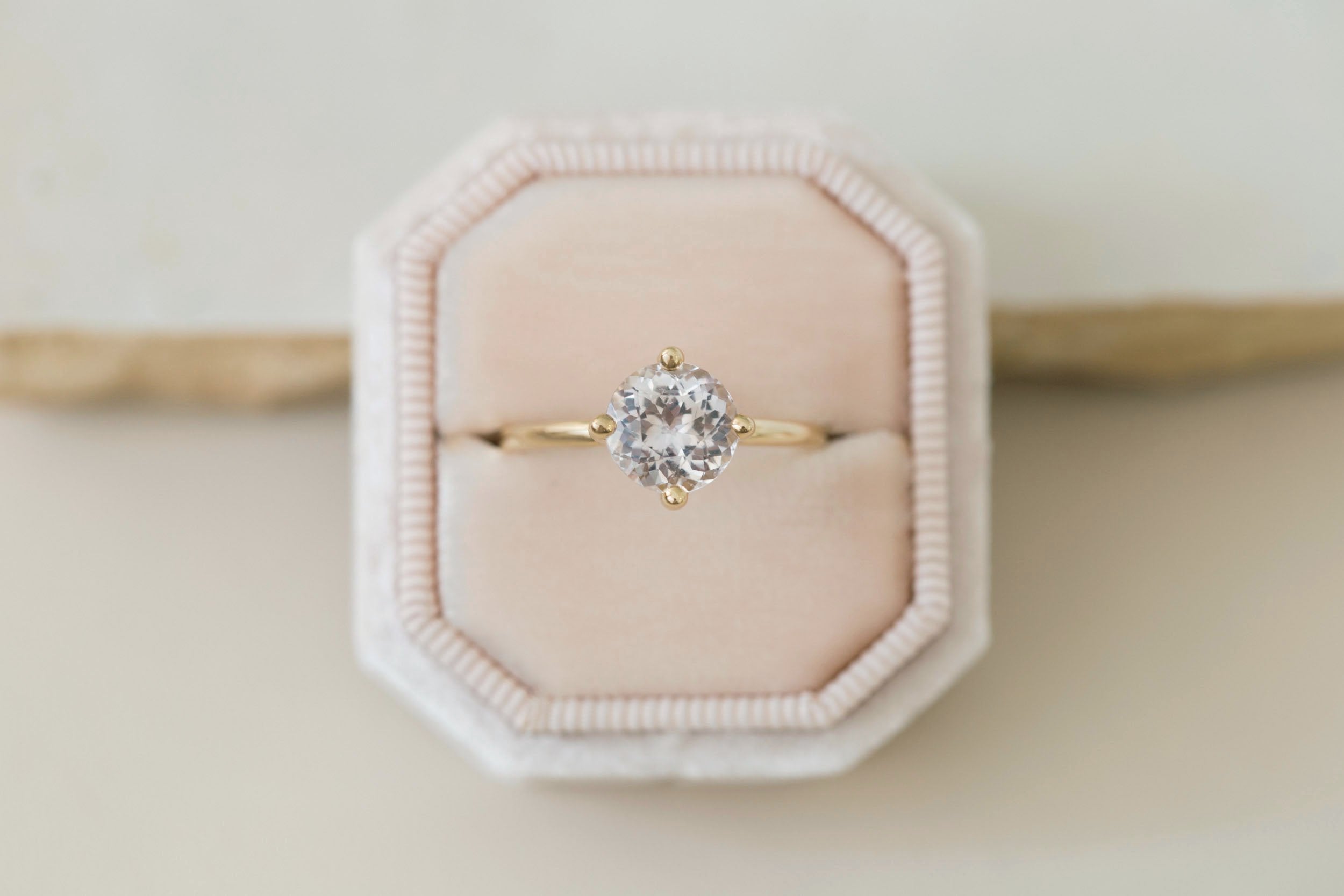 Leta Ring | Icy Lavender Round Sapphire Compass Set Solitaire Engagement Ring 2.45 ct | 14k Recycled Gold | One of a Kind