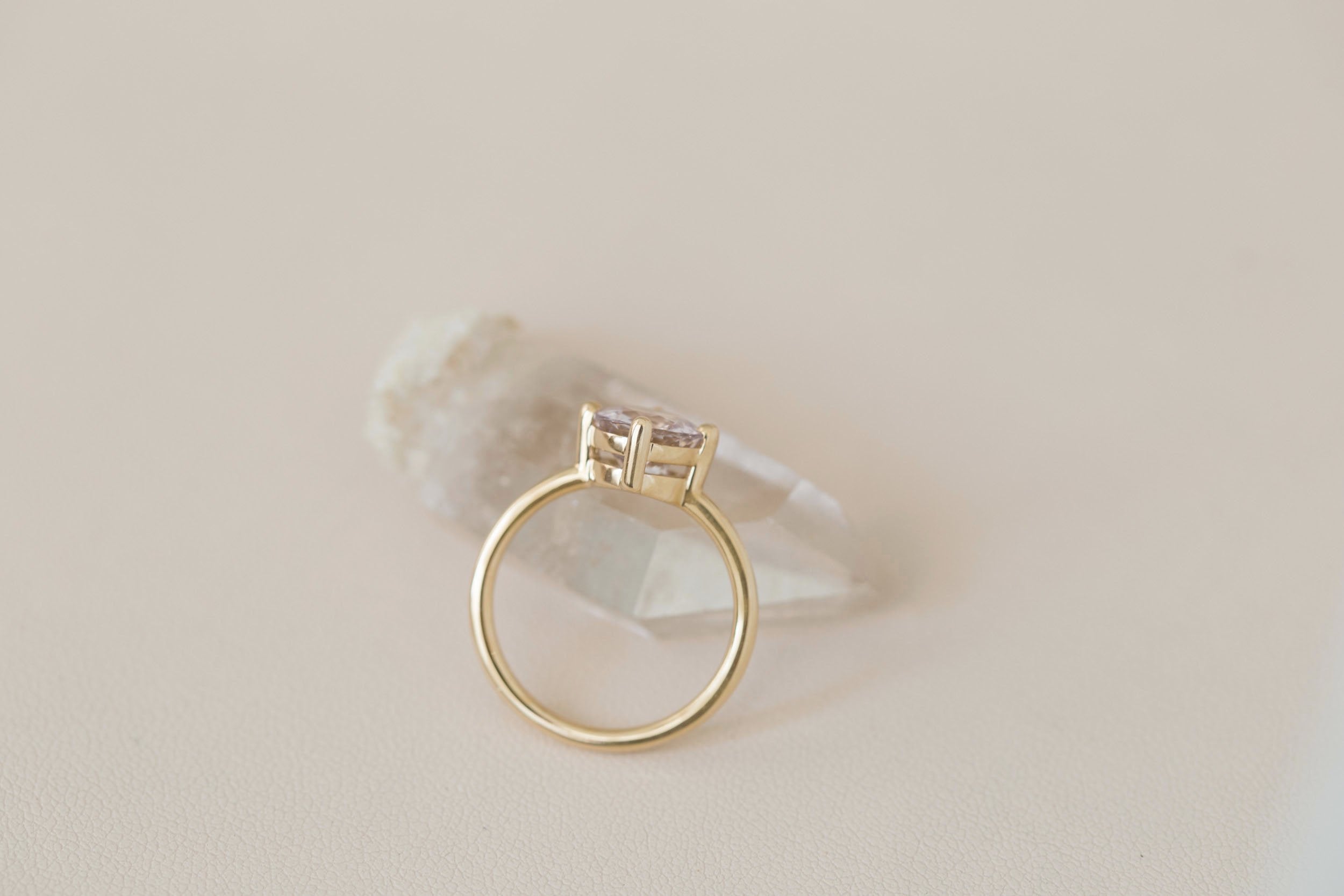 Leta Ring | Icy Lavender Round Sapphire Compass Set Solitaire Engagement Ring 2.45 ct | 14k Recycled Gold | One of a Kind