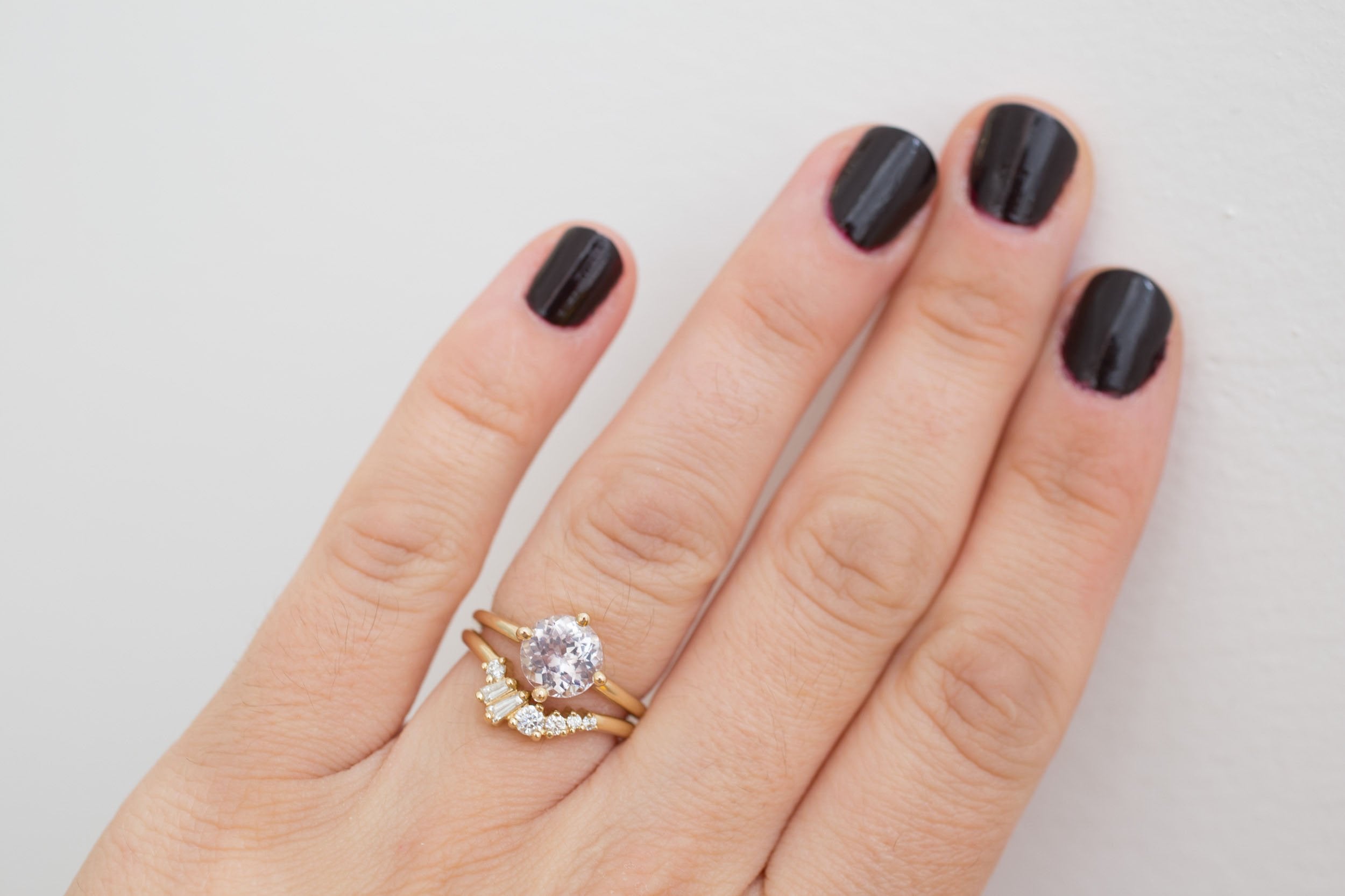 Leta Ring | Icy Lavender Round Sapphire Compass Set Solitaire Engagement Ring 2.45 ct | 14k Recycled Gold | One of a Kind