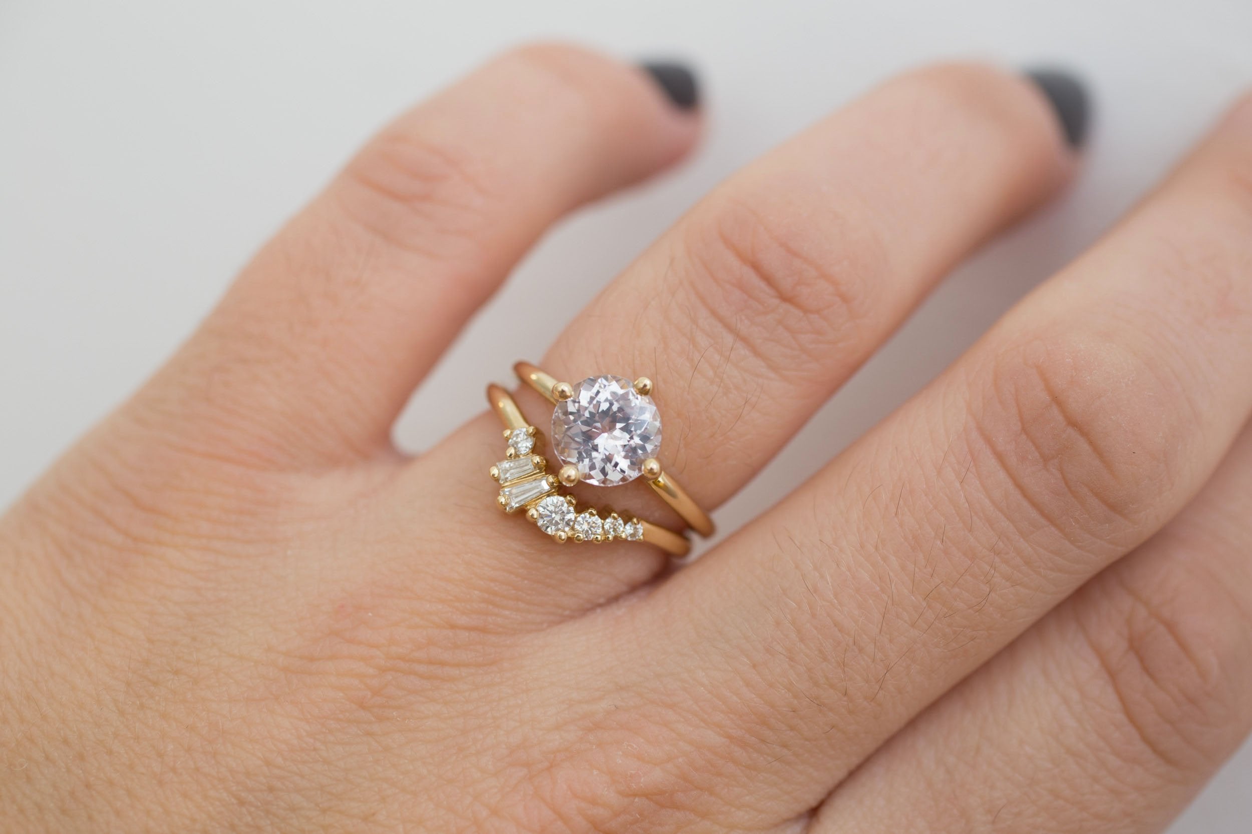 Leta Ring | Icy Lavender Round Sapphire Compass Set Solitaire Engagement Ring 2.45 ct | 14k Recycled Gold | One of a Kind