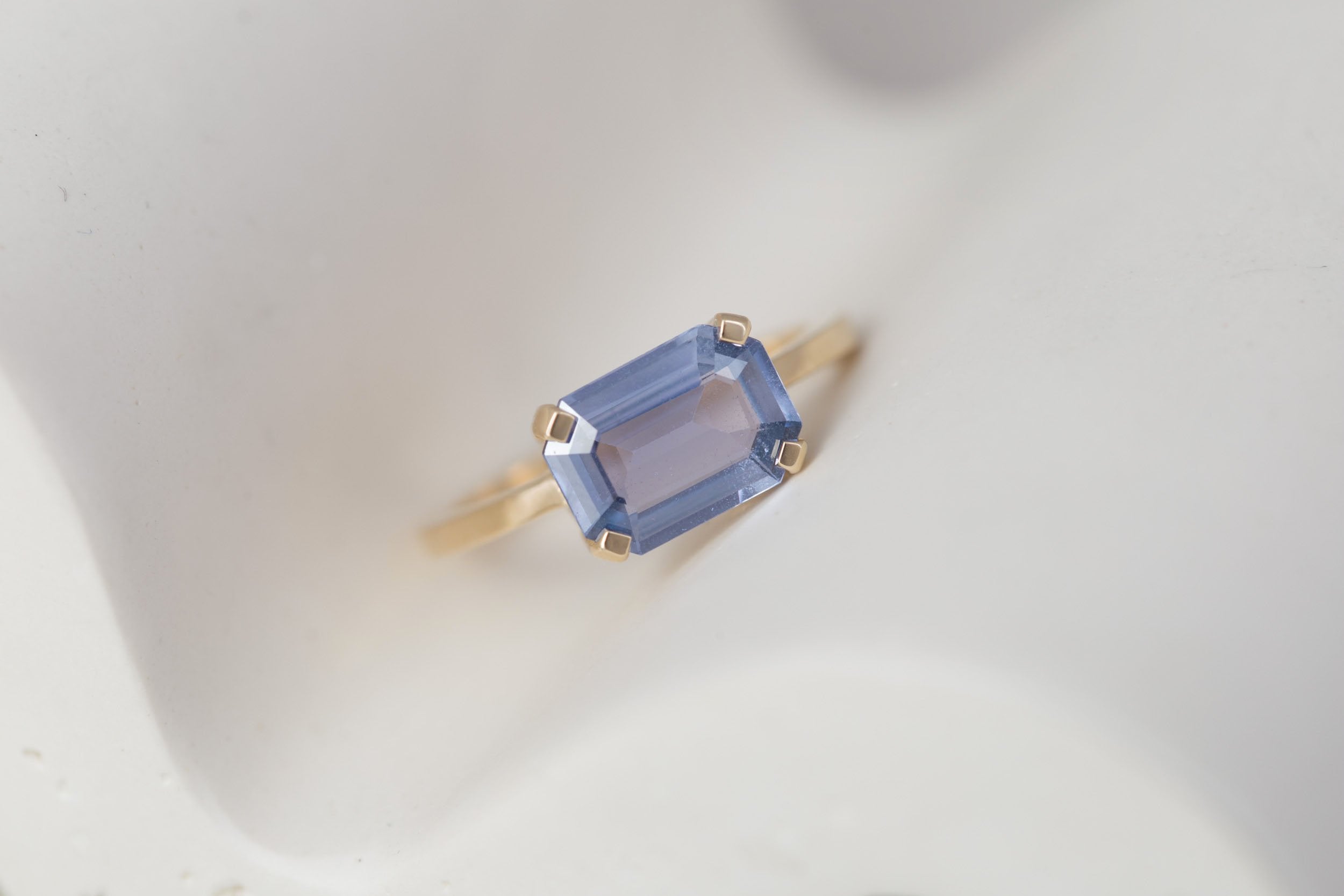 Farley Ring | Indigo Emerald Cut Sapphire Engagement Ring 2.48 ct | 14k Recycled Gold | One of a Kind