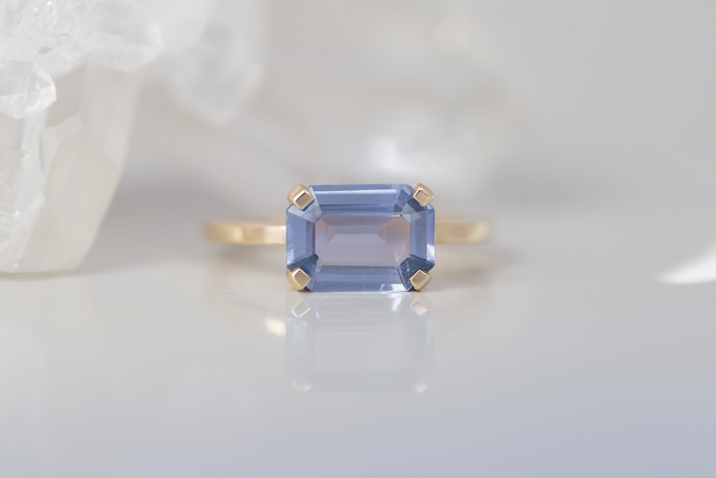 Farley Ring | Indigo Emerald Cut Sapphire Engagement Ring 2.48 ct | 14k Recycled Gold | One of a Kind