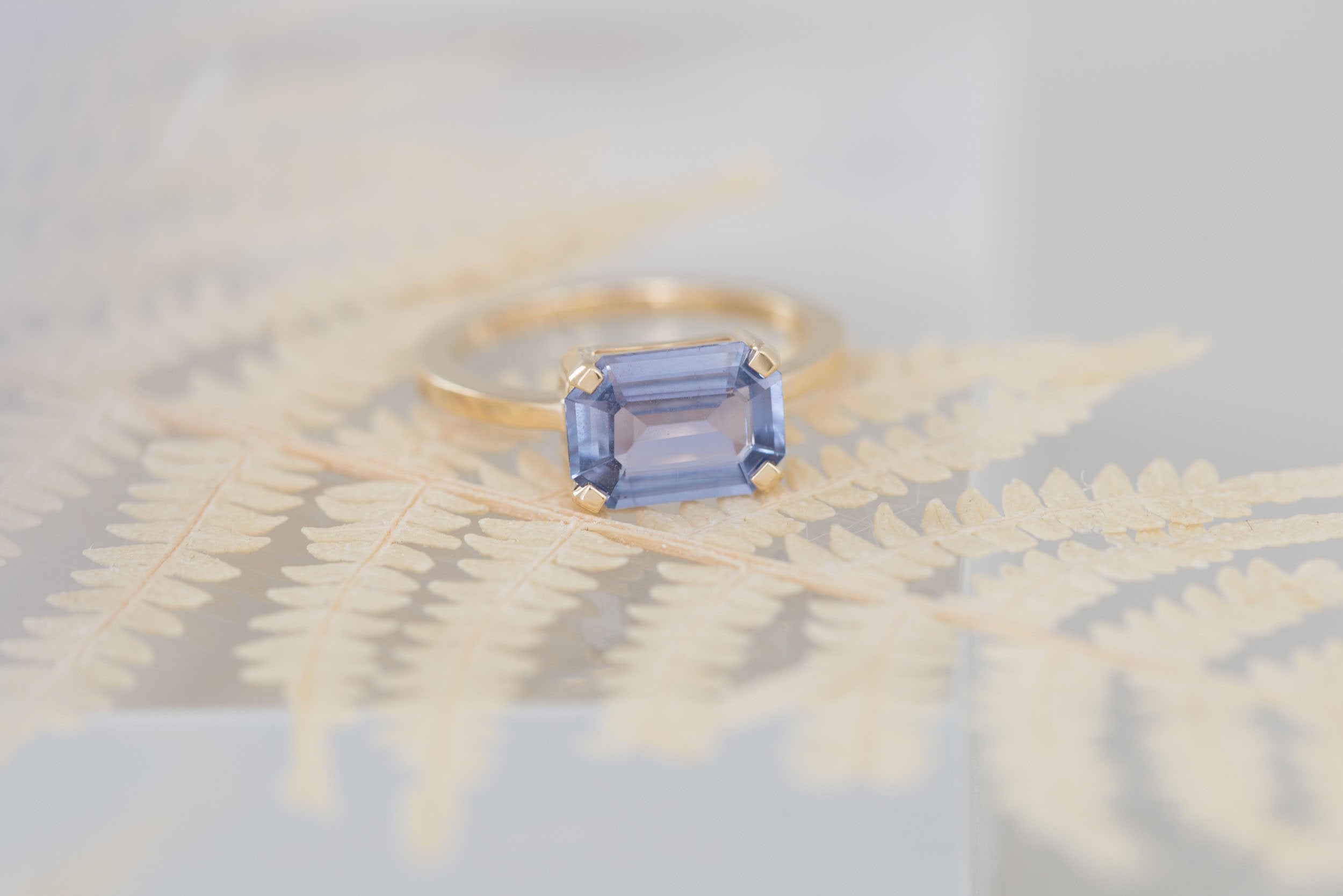 Farley Ring | Indigo Emerald Cut Sapphire Engagement Ring 2.48 ct | 14k Recycled Gold | One of a Kind