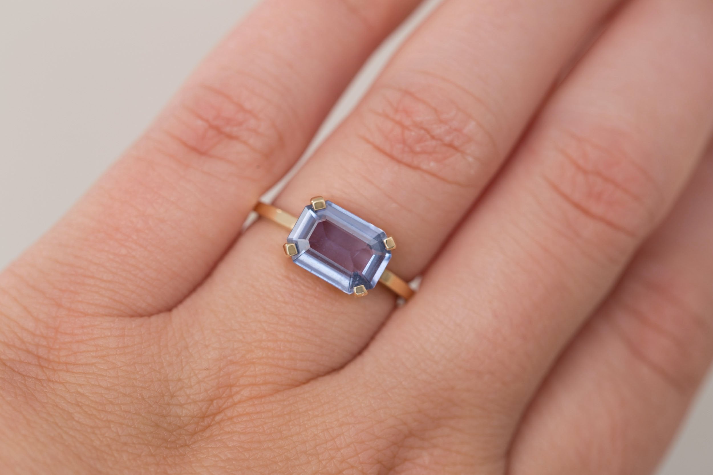 Farley Ring | Indigo Emerald Cut Sapphire Engagement Ring 2.48 ct | 14k Recycled Gold | One of a Kind