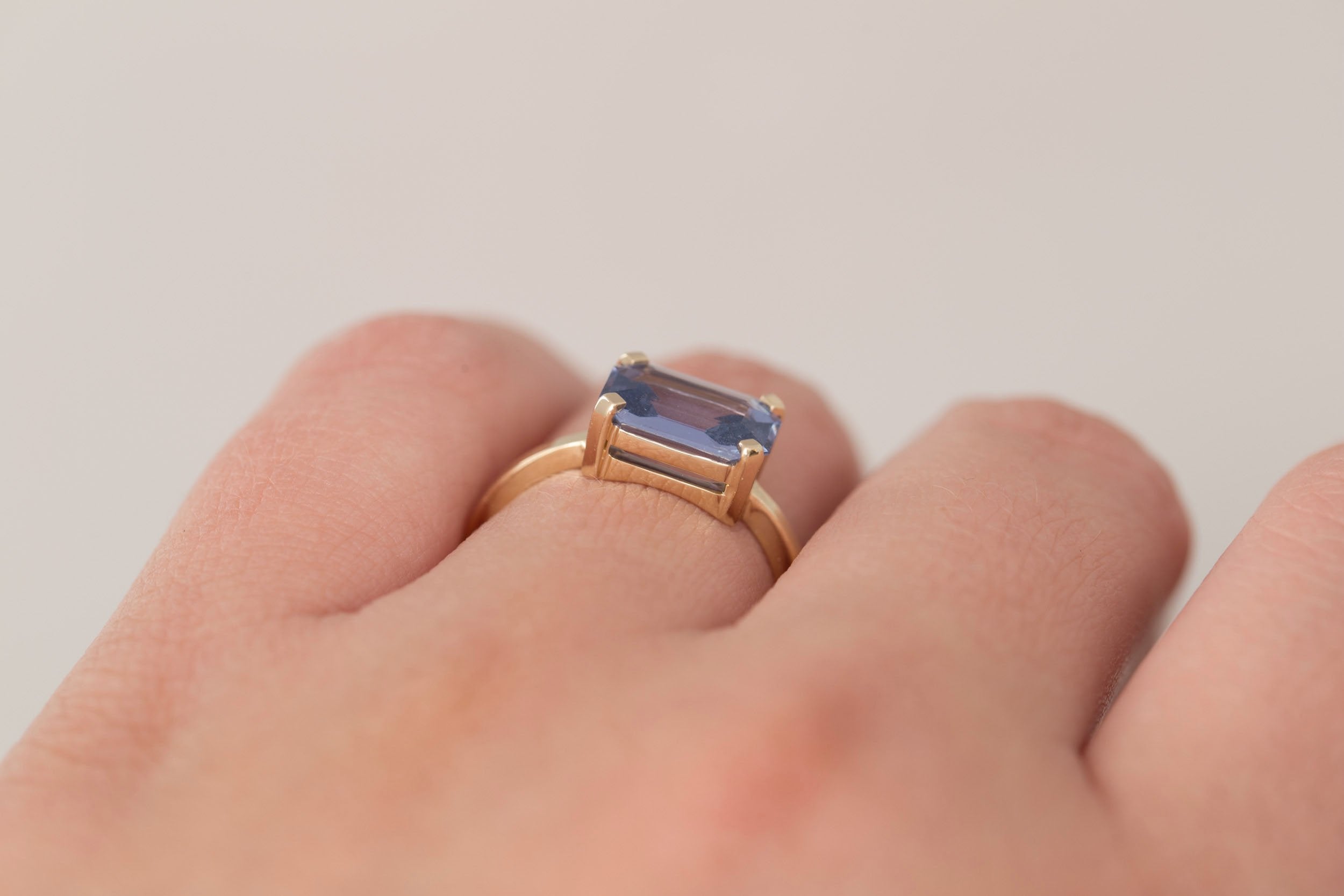 Farley Ring | Indigo Emerald Cut Sapphire Engagement Ring 2.48 ct | 14k Recycled Gold | One of a Kind