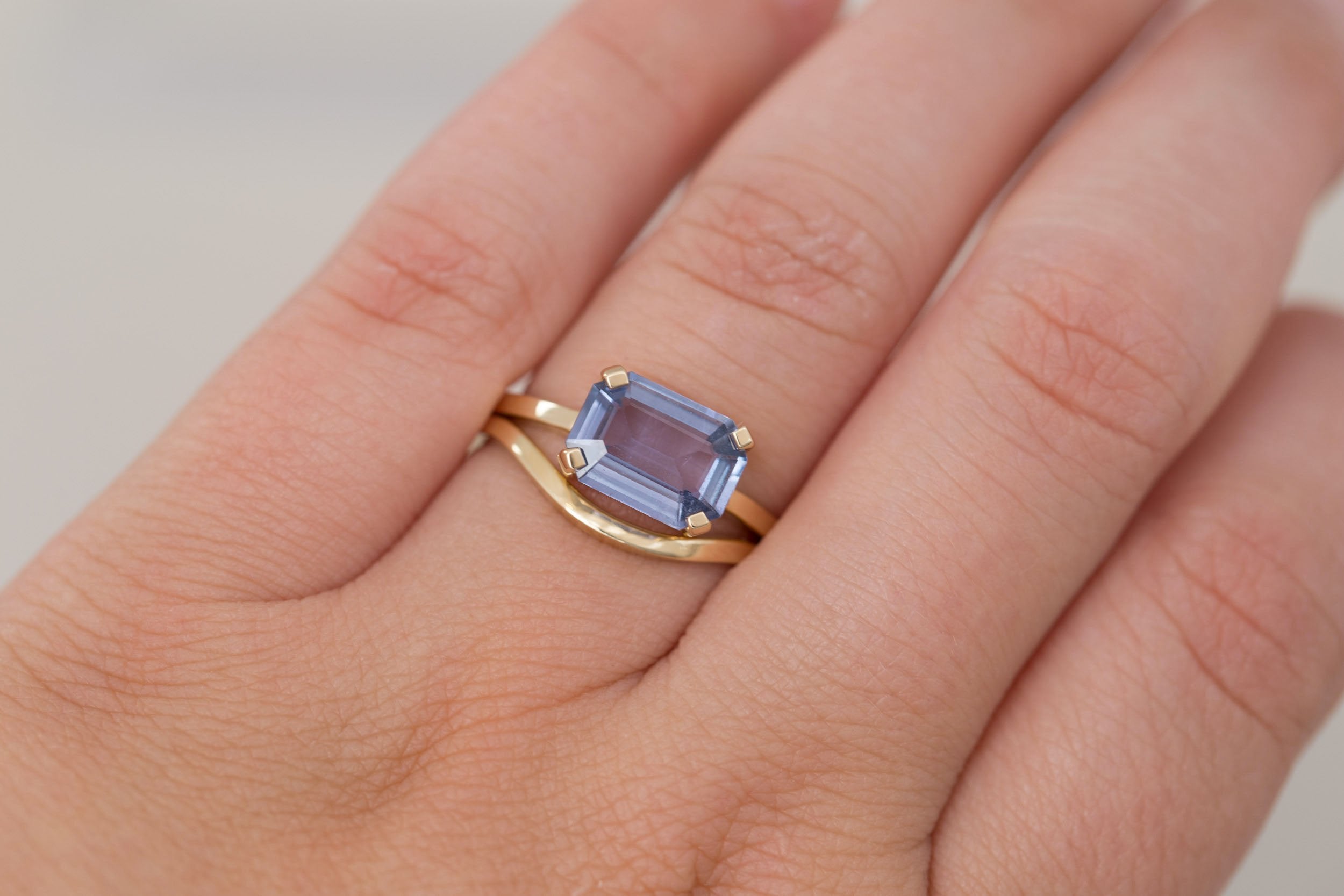 Farley Ring | Indigo Emerald Cut Sapphire Engagement Ring 2.48 ct | 14k Recycled Gold | One of a Kind