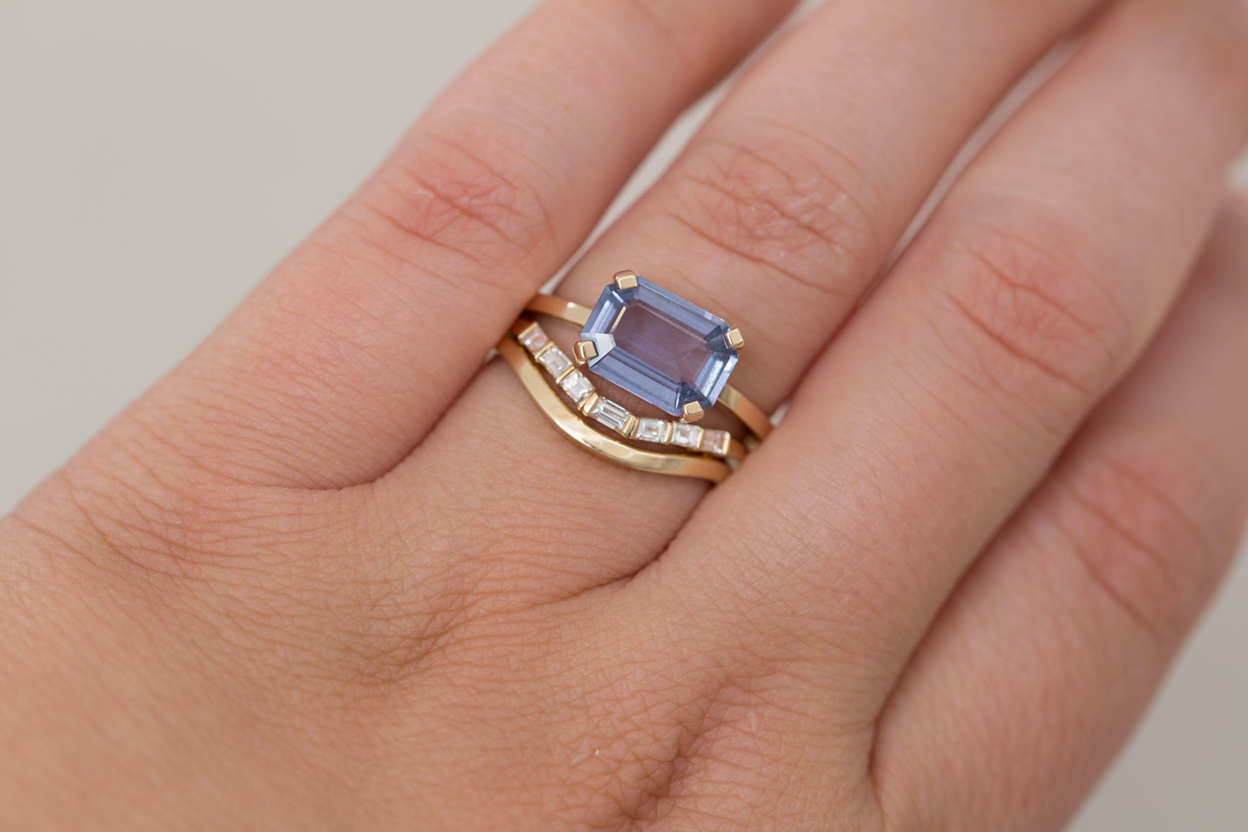 Farley Ring | Indigo Emerald Cut Sapphire Engagement Ring 2.48 ct | 14k Recycled Gold | One of a Kind