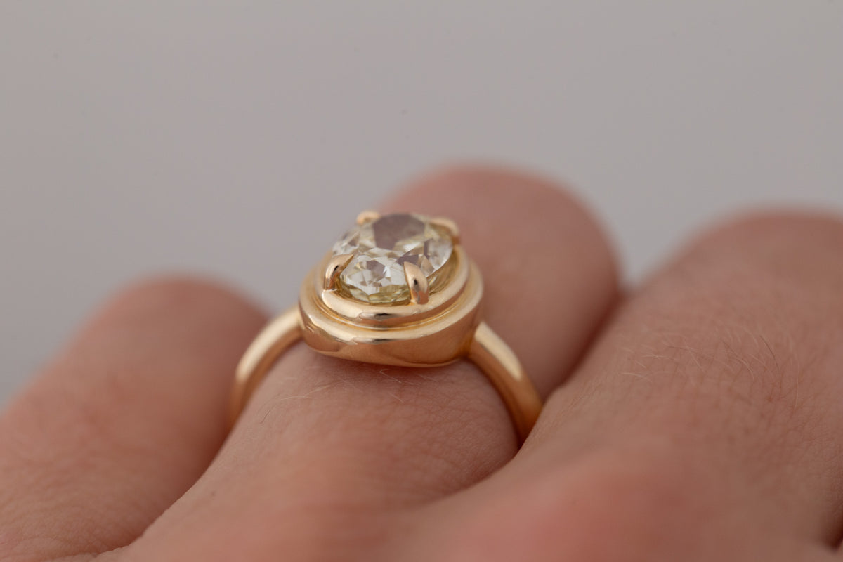 Drew Ring | Lab Yellow Oval Diamond Solitaire Engagement Ring 2.51 ct | 14k Recycled Gold | One of a Kind