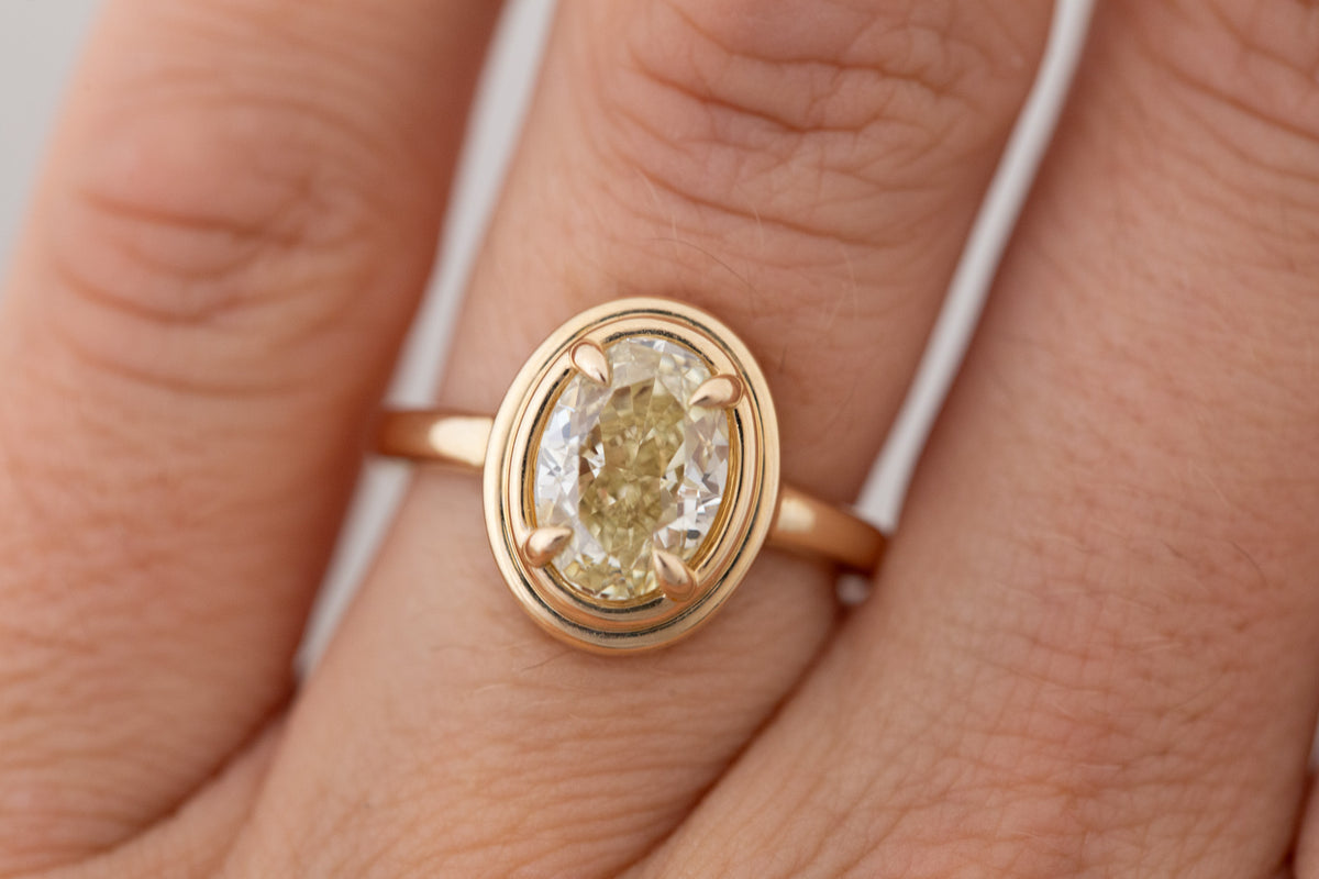 Drew Ring | Lab Yellow Oval Diamond Solitaire Engagement Ring 2.51 ct | 14k Recycled Gold | One of a Kind