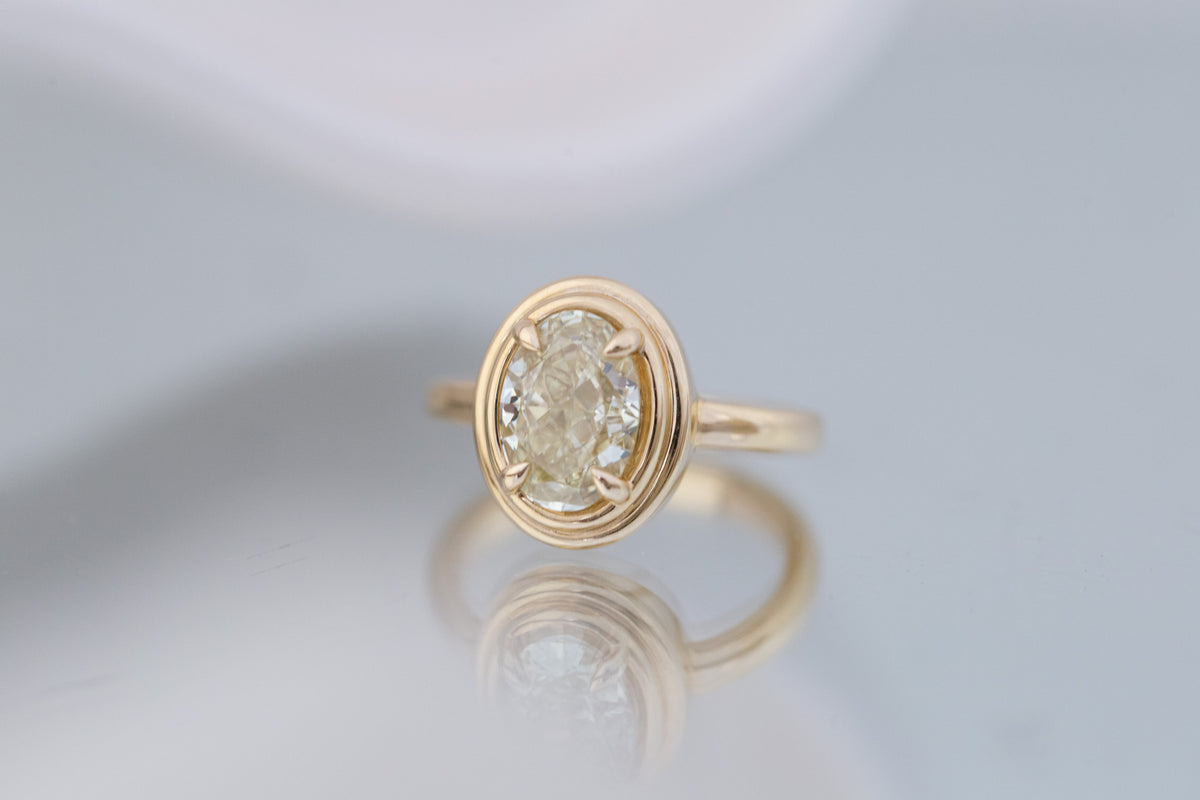 Drew Ring | Lab Yellow Oval Diamond Solitaire Engagement Ring 2.51 ct | 14k Recycled Gold | One of a Kind