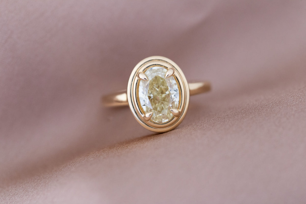 Drew Ring | Lab Yellow Oval Diamond Solitaire Engagement Ring 2.51 ct | 14k Recycled Gold | One of a Kind