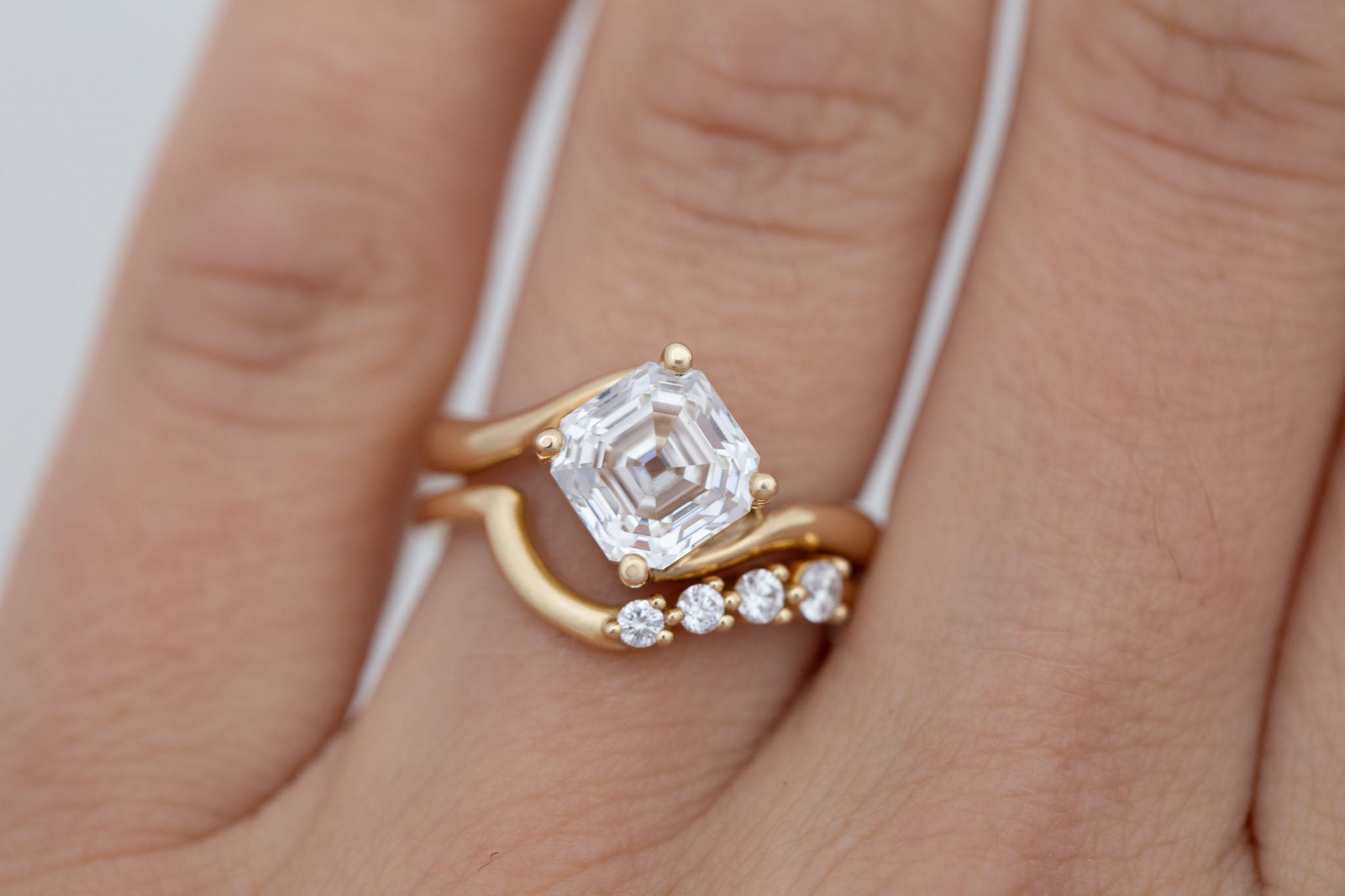 Marin Ring | Lab Asscher Bypass Engagement Ring 2.52 ct | 14k Recycled Gold | One of a Kind