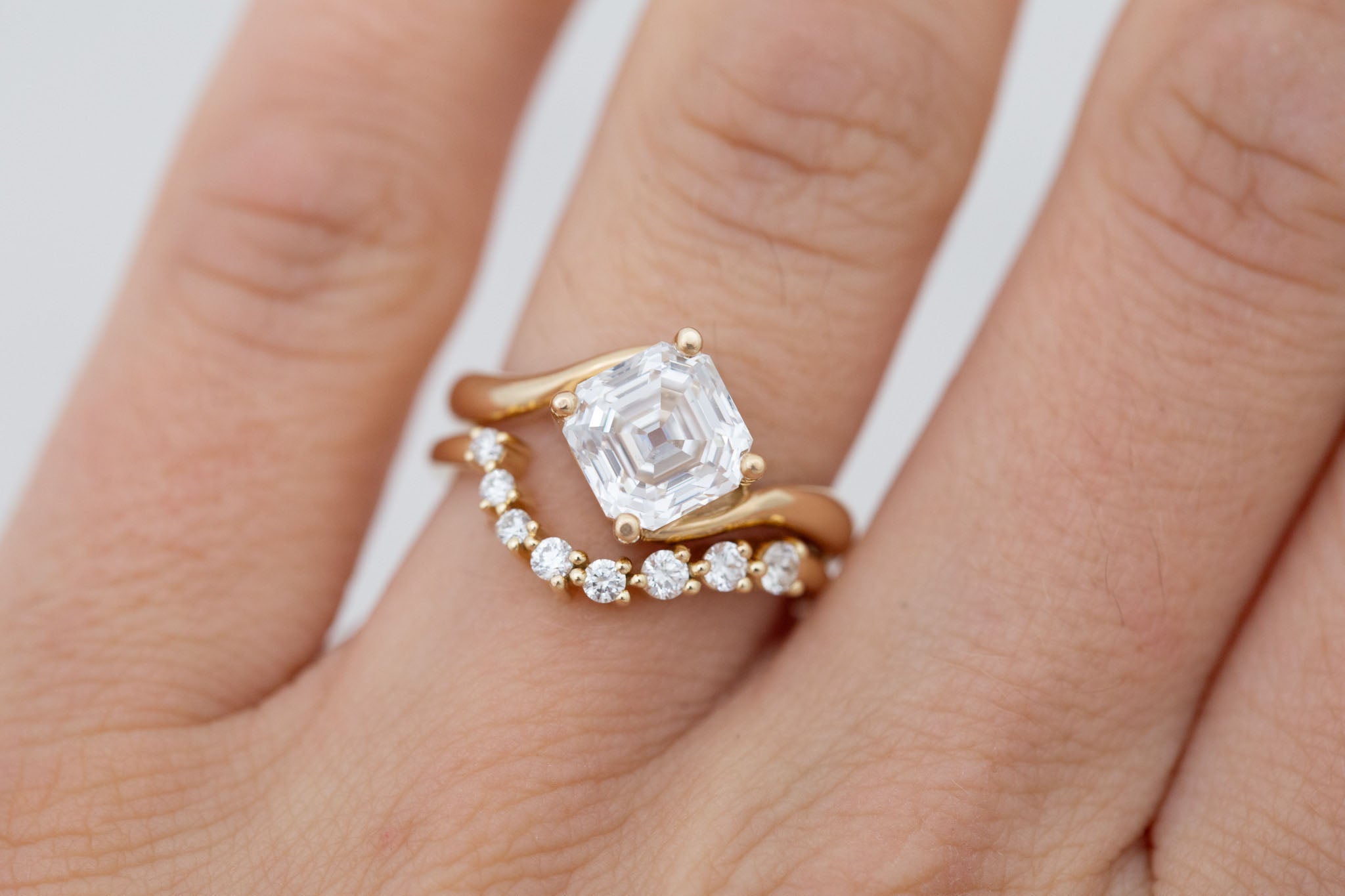 Marin Ring | Lab Asscher Bypass Engagement Ring 2.52 ct | 14k Recycled Gold | One of a Kind