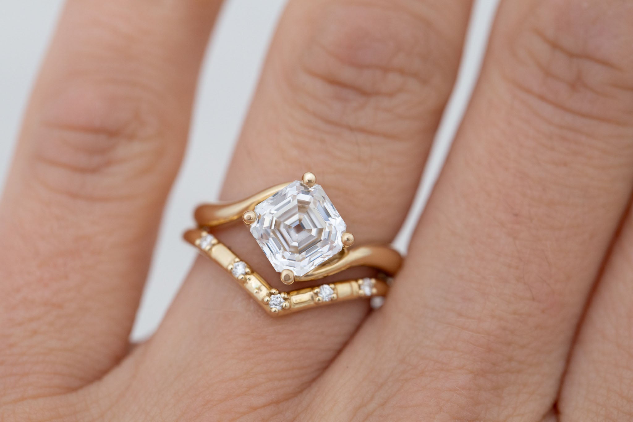 Marin Ring | Lab Asscher Bypass Engagement Ring 2.52 ct | 14k Recycled Gold | One of a Kind
