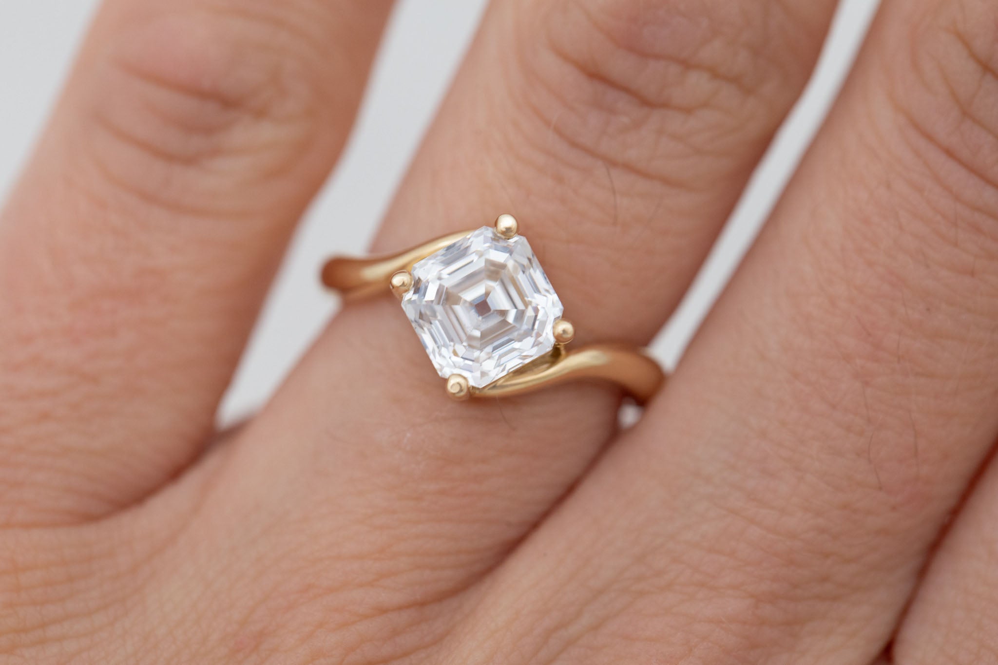 Marin Ring | Lab Asscher Bypass Engagement Ring 2.52 ct | 14k Recycled Gold | One of a Kind