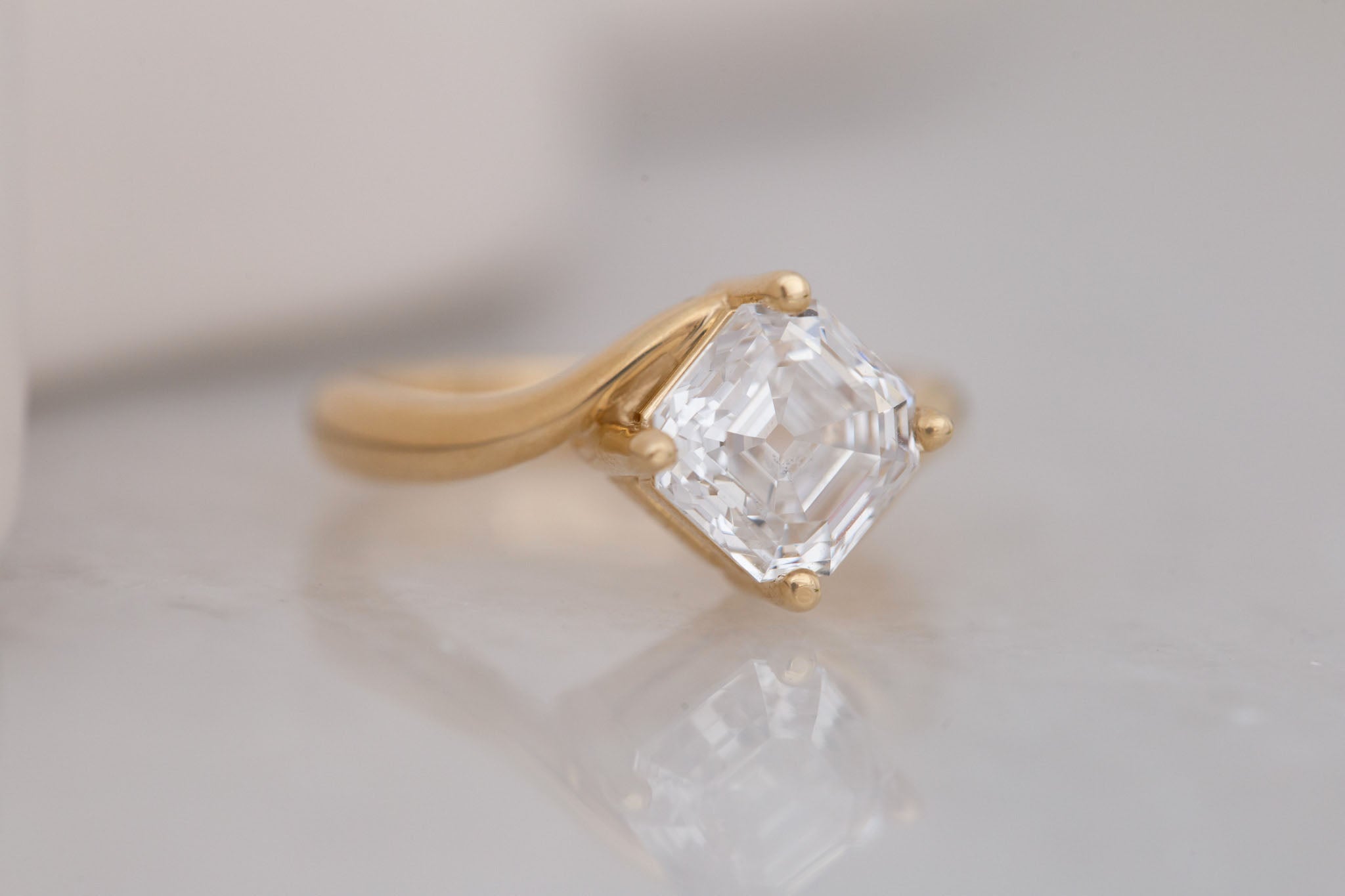 Marin Ring | Lab Asscher Bypass Engagement Ring 2.52 ct | 14k Recycled Gold | One of a Kind