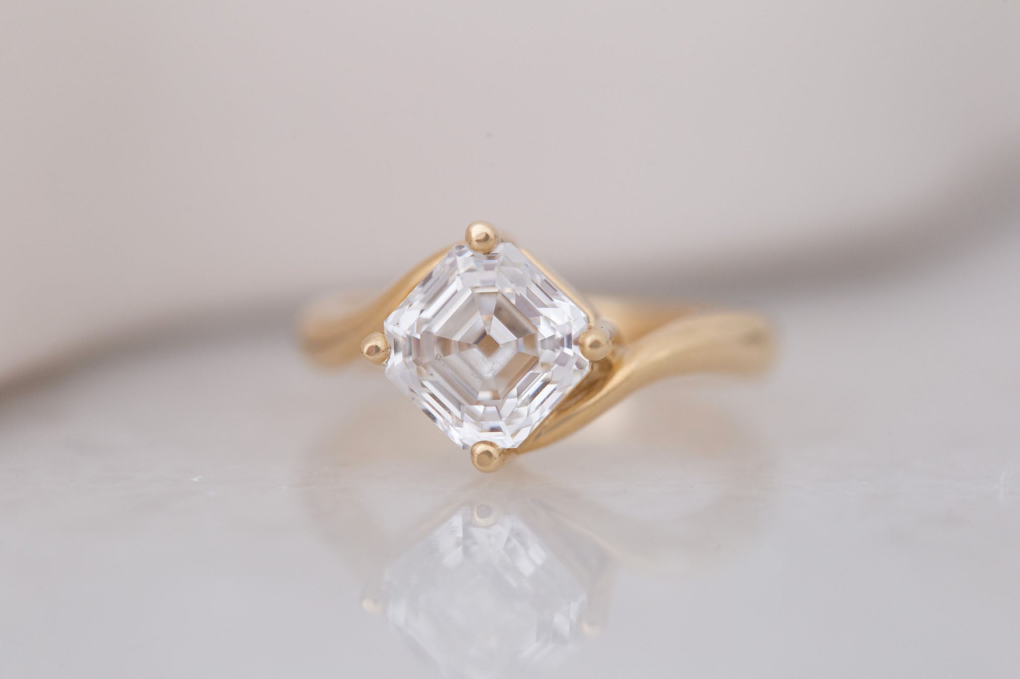 Marin Ring | Lab Asscher Bypass Engagement Ring 2.52 ct | 14k Recycled Gold | One of a Kind