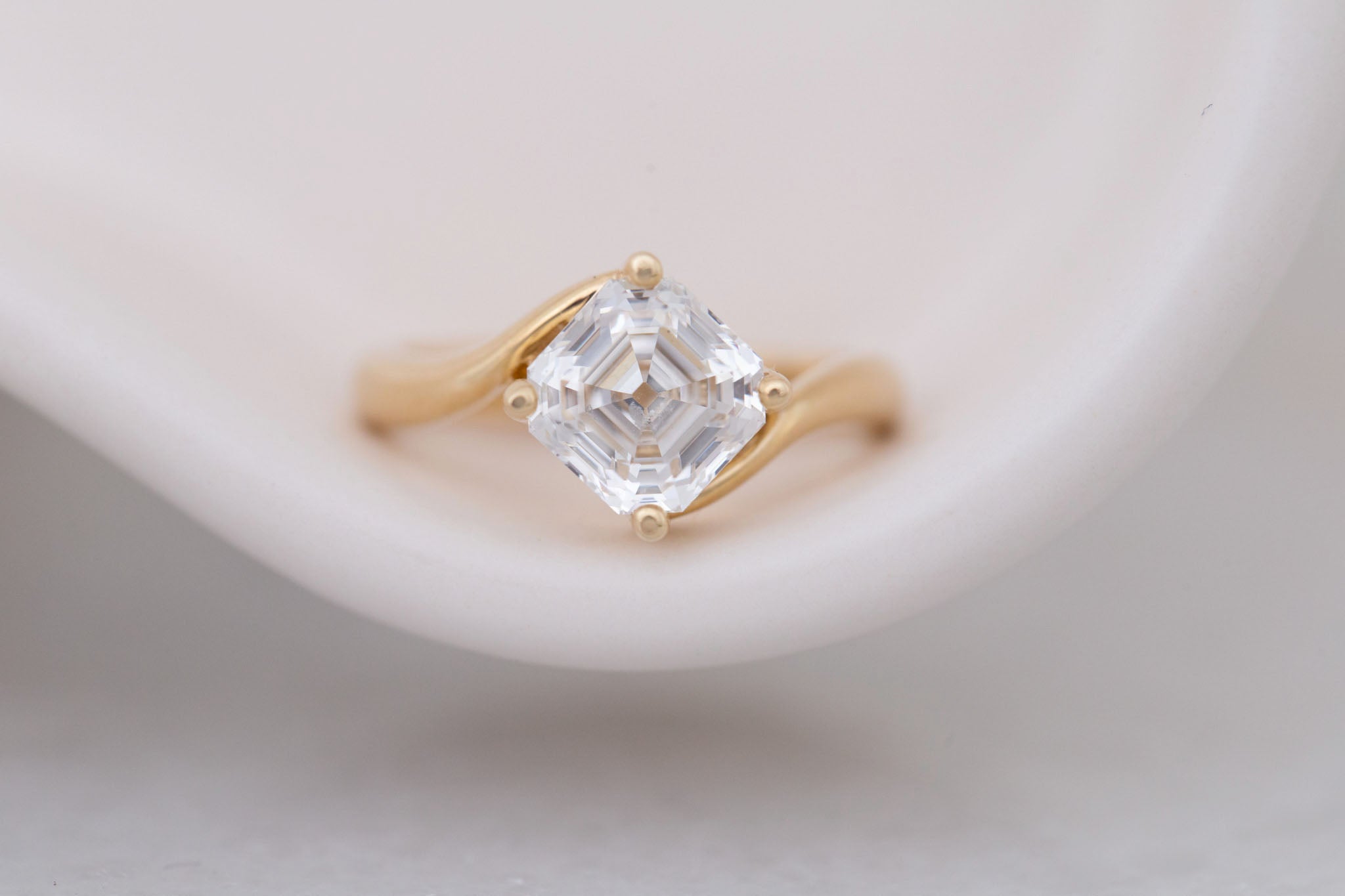 Marin Ring | Lab Asscher Bypass Engagement Ring 2.52 ct | 14k Recycled Gold | One of a Kind