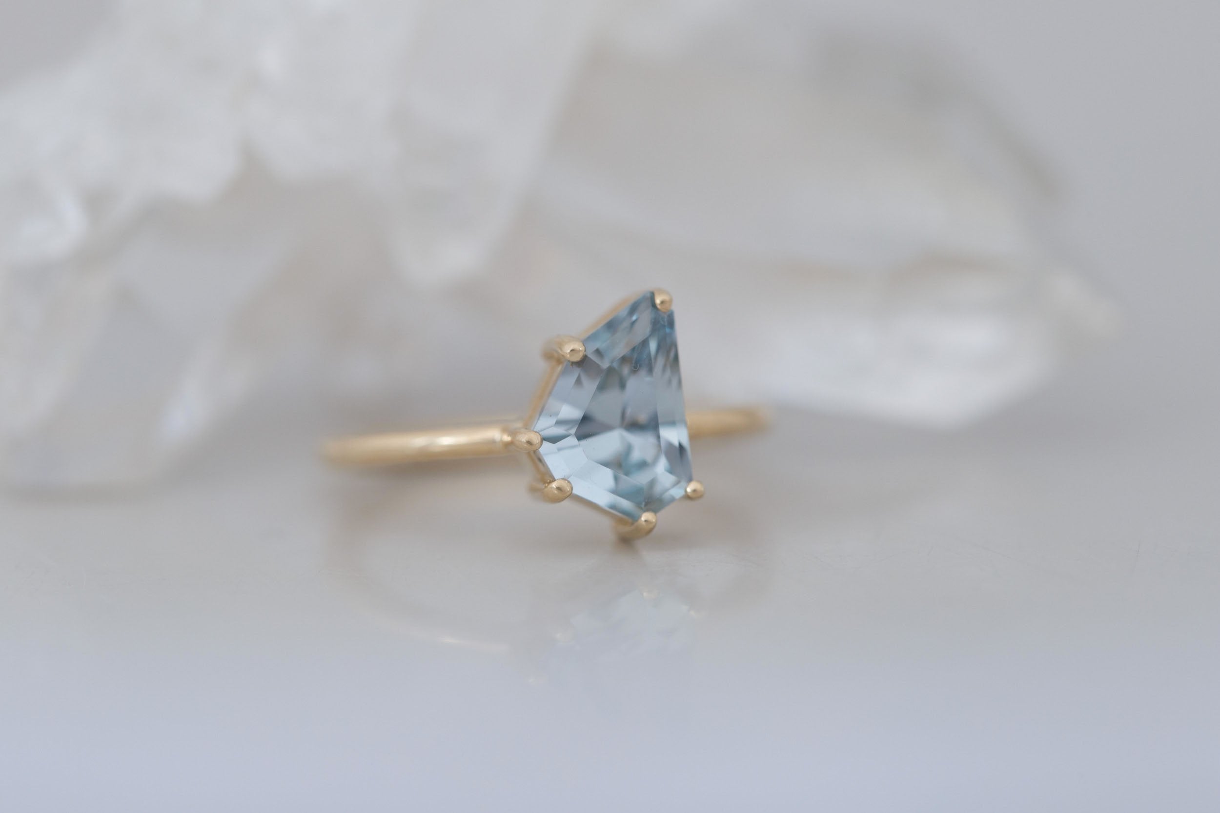 Mesa Ring | Geometric Sapphire Solitaire Engagement Ring 2.54 ct | 14k Recycled Gold | One of a Kind