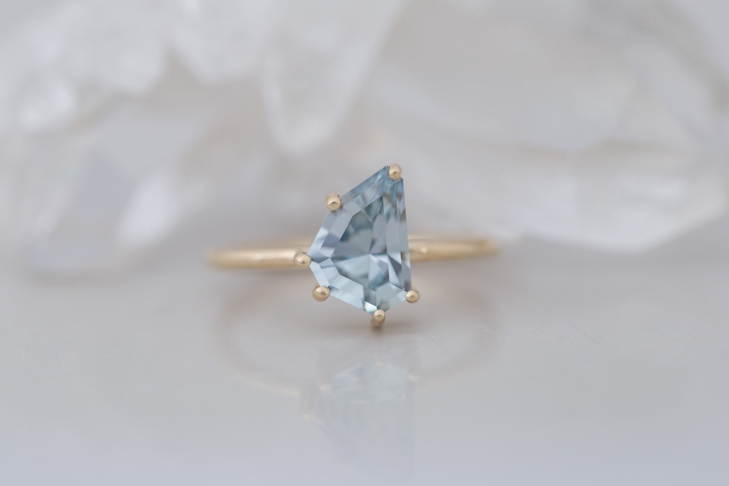 Mesa Ring | Geometric Sapphire Solitaire Engagement Ring 2.54 ct | 14k Recycled Gold | One of a Kind