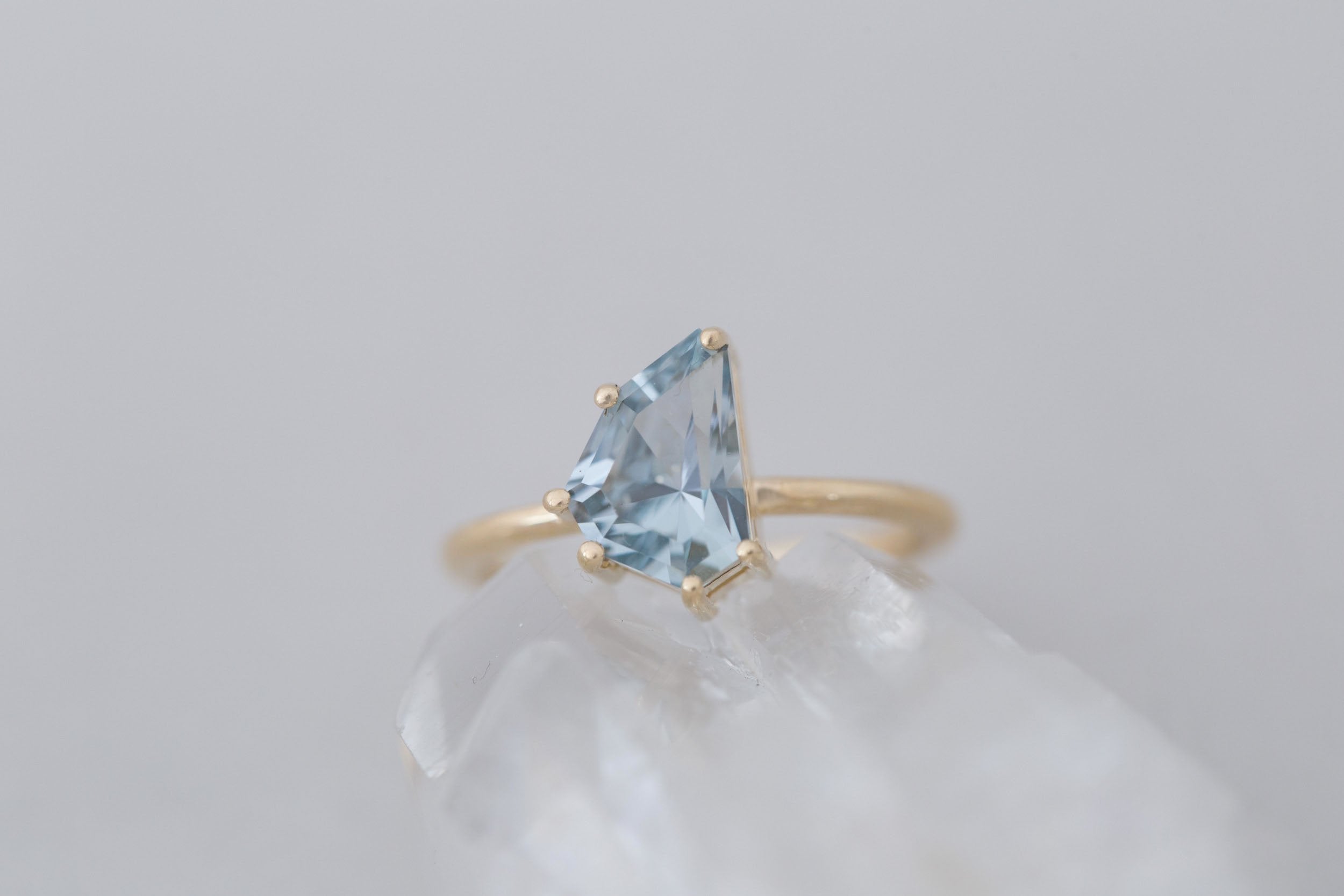 Mesa Ring | Geometric Sapphire Solitaire Engagement Ring 2.54 ct | 14k Recycled Gold | One of a Kind