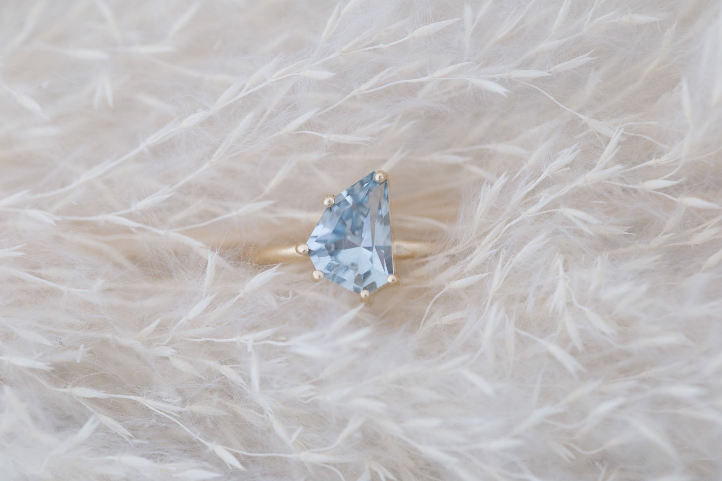 Mesa Ring | Geometric Sapphire Solitaire Engagement Ring 2.54 ct | 14k Recycled Gold | One of a Kind