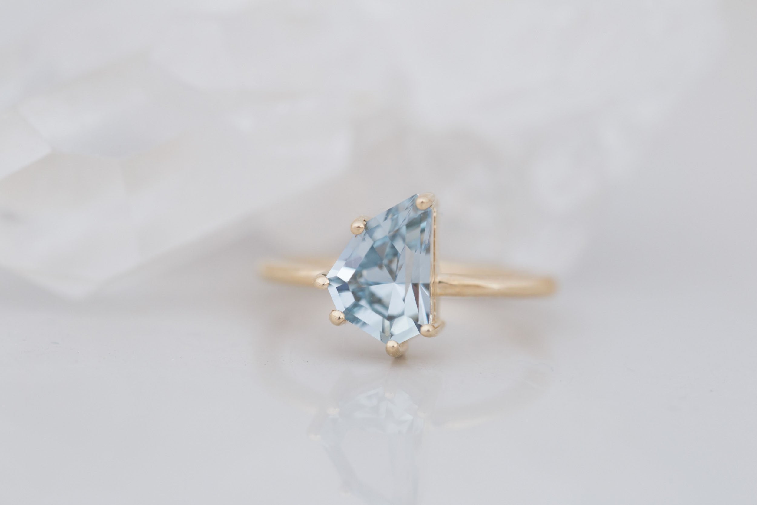 Mesa Ring | Geometric Sapphire Solitaire Engagement Ring 2.54 ct | 14k Recycled Gold | One of a Kind