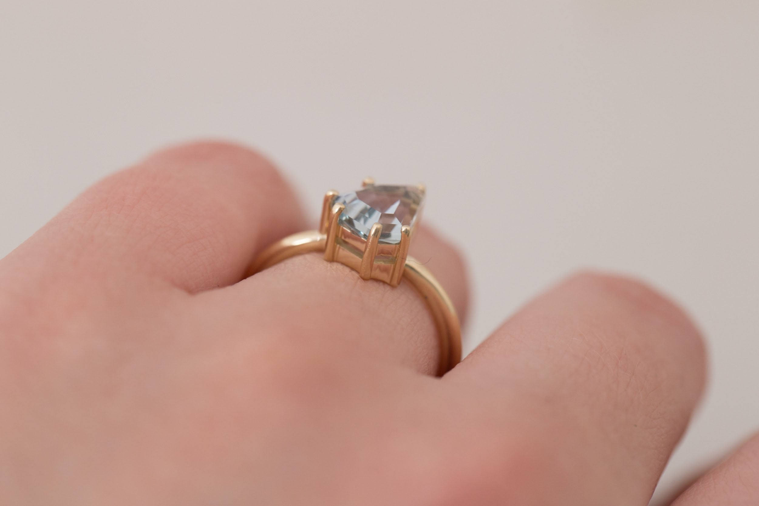 Mesa Ring | Geometric Sapphire Solitaire Engagement Ring 2.54 ct | 14k Recycled Gold | One of a Kind