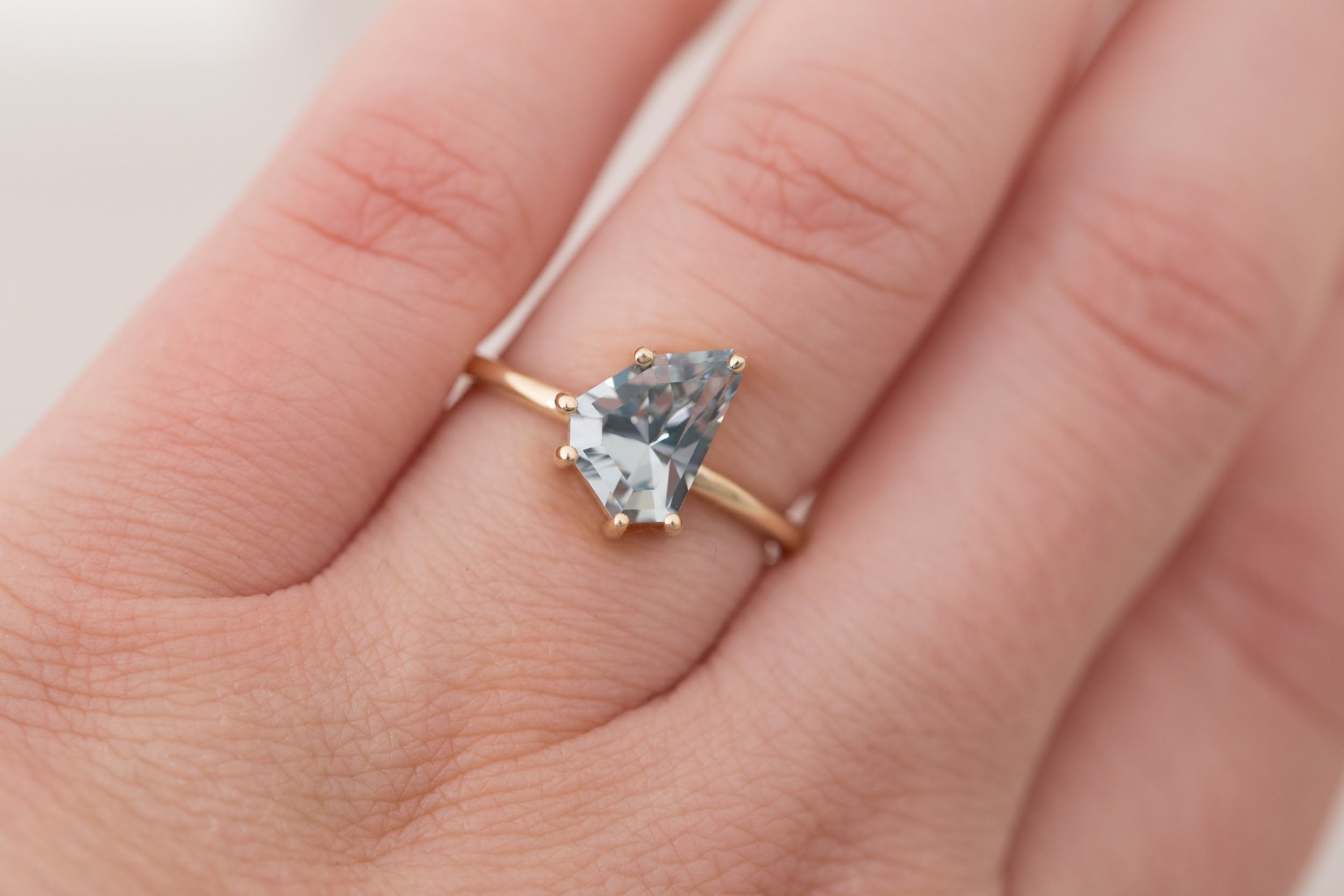Mesa Ring | Geometric Sapphire Solitaire Engagement Ring 2.54 ct | 14k Recycled Gold | One of a Kind
