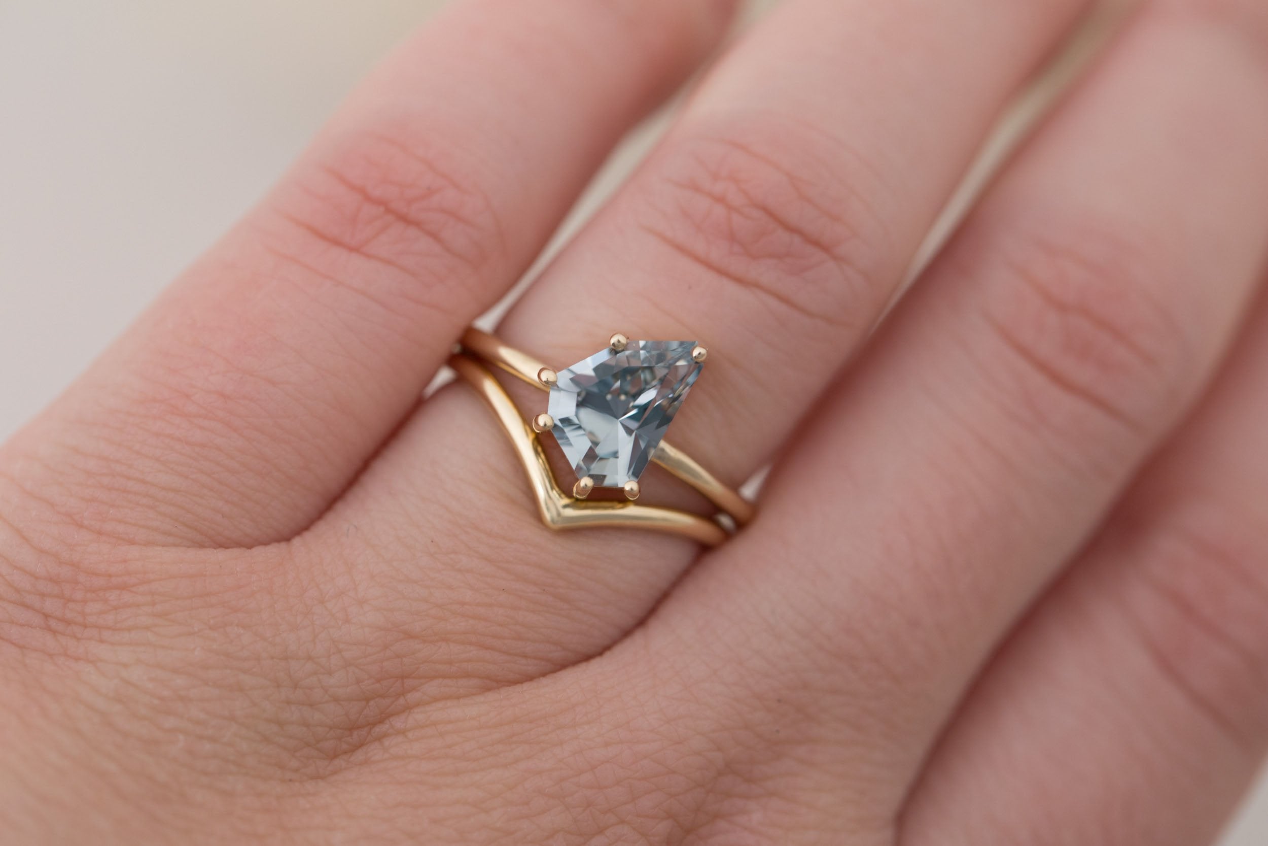 Mesa Ring | Geometric Sapphire Solitaire Engagement Ring 2.54 ct | 14k Recycled Gold | One of a Kind