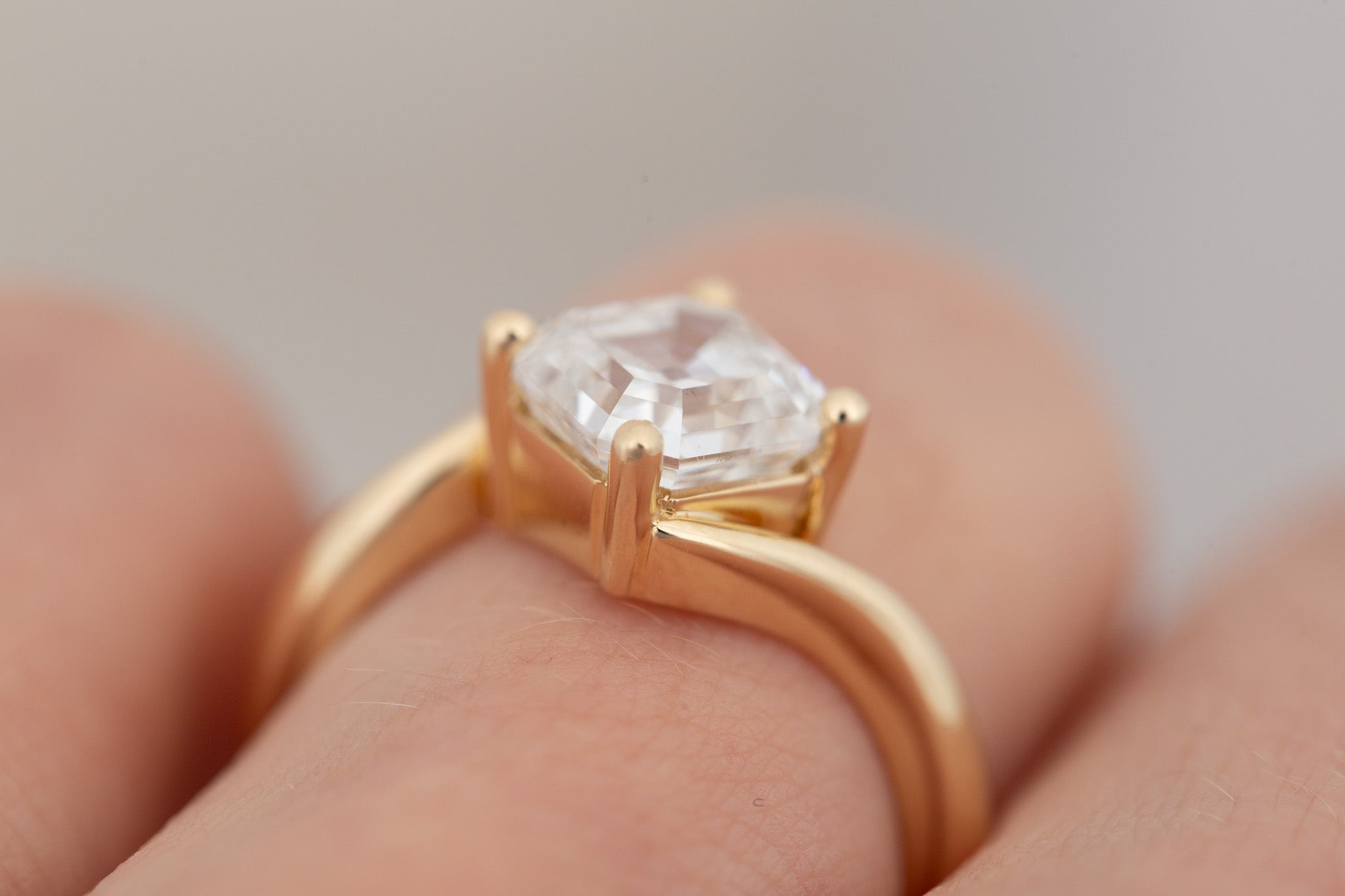 Marin Ring | Lab Asscher Bypass Engagement Ring 2.56 ct | 14k Recycled Gold | One of a Kind