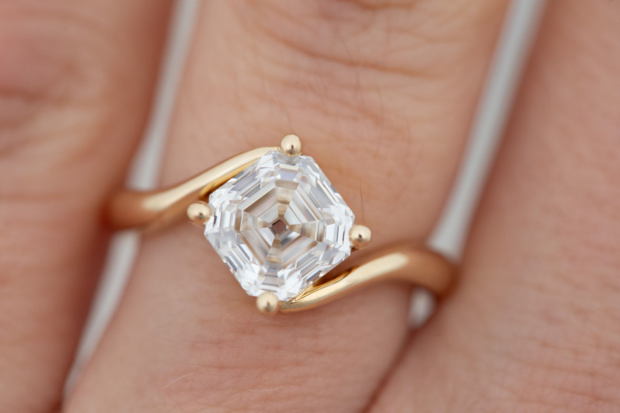 Marin Ring | Lab Asscher Bypass Engagement Ring 2.56 ct | 14k Recycled Gold | One of a Kind