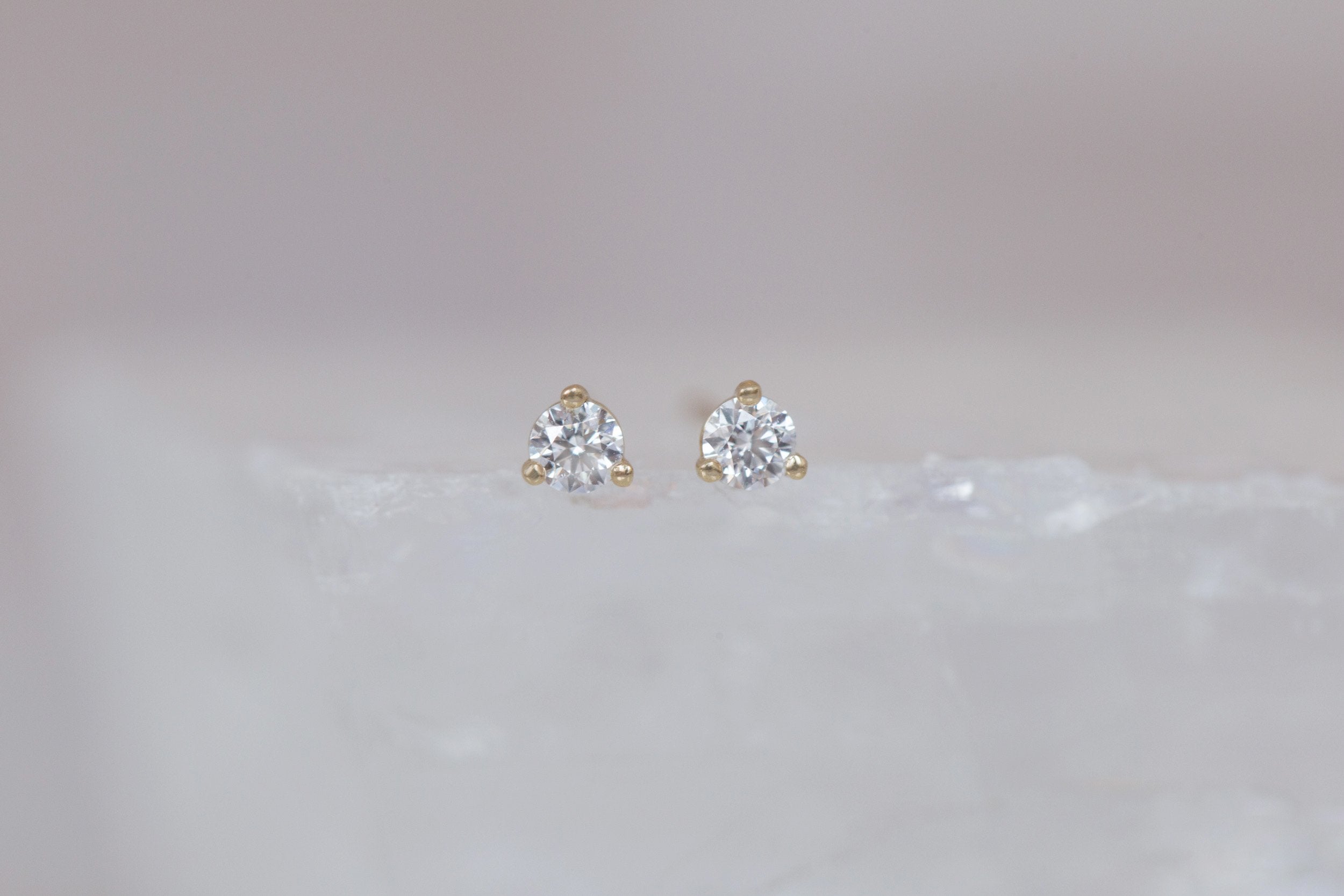 2.5 mm Diamond Round Earrings | 14k Recycled Gold