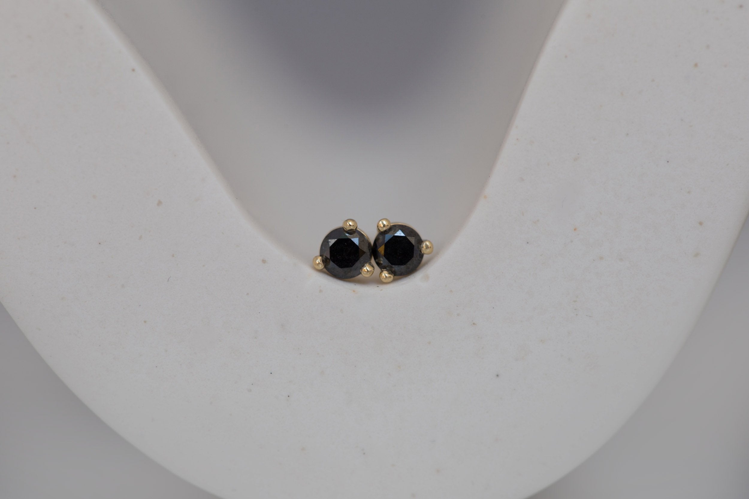 2.5 mm Black Diamond Round Earrings | 14k Recycled Gold