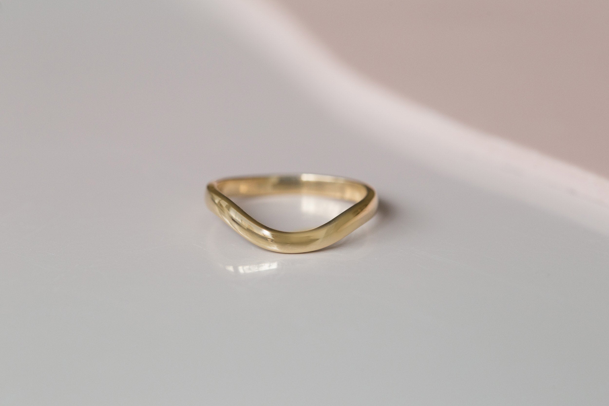 Wide Contour Curve Band | Half Round | 14k Recycled Gold
