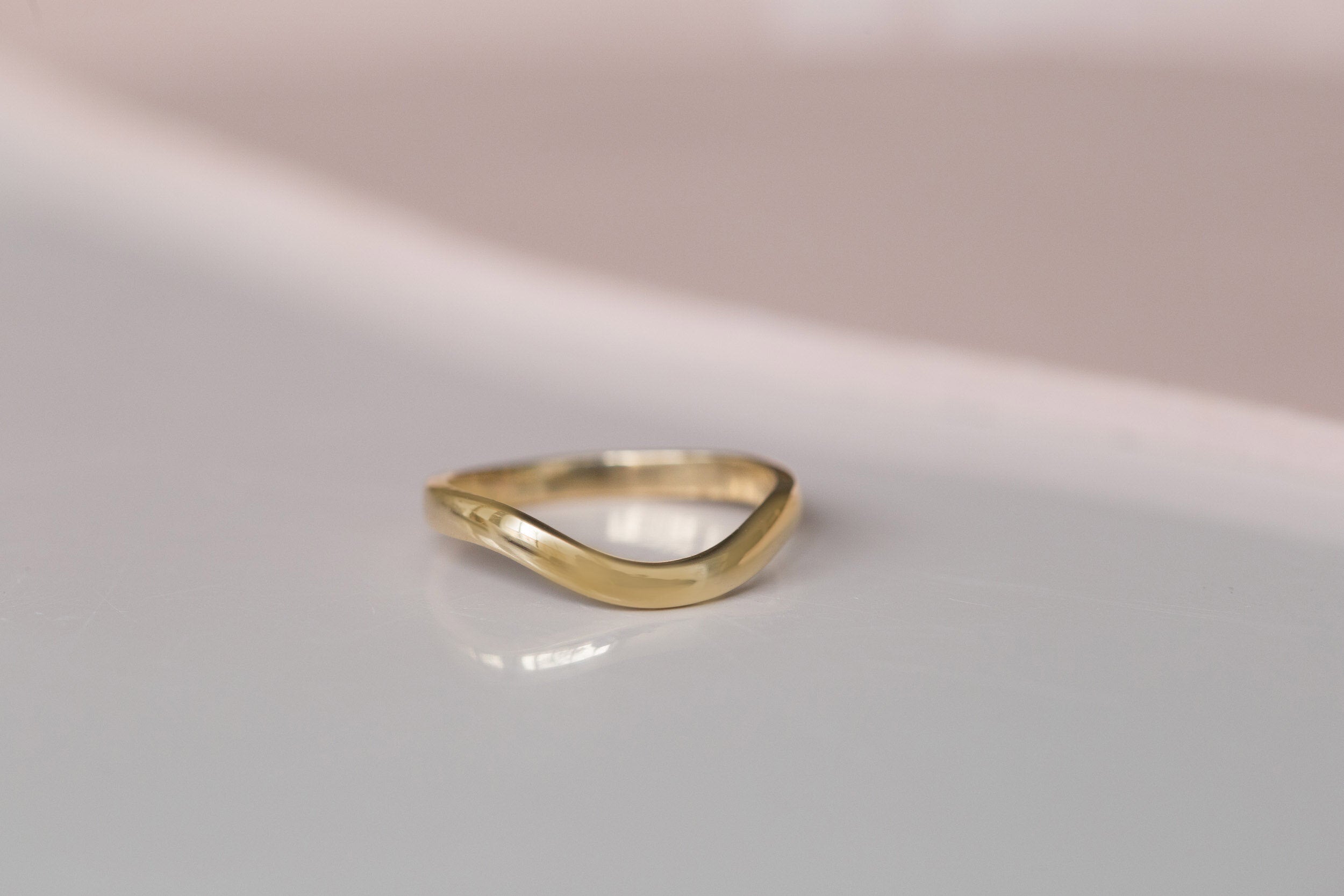 Wide Contour Curve Band | Half Round | 14k Recycled Gold