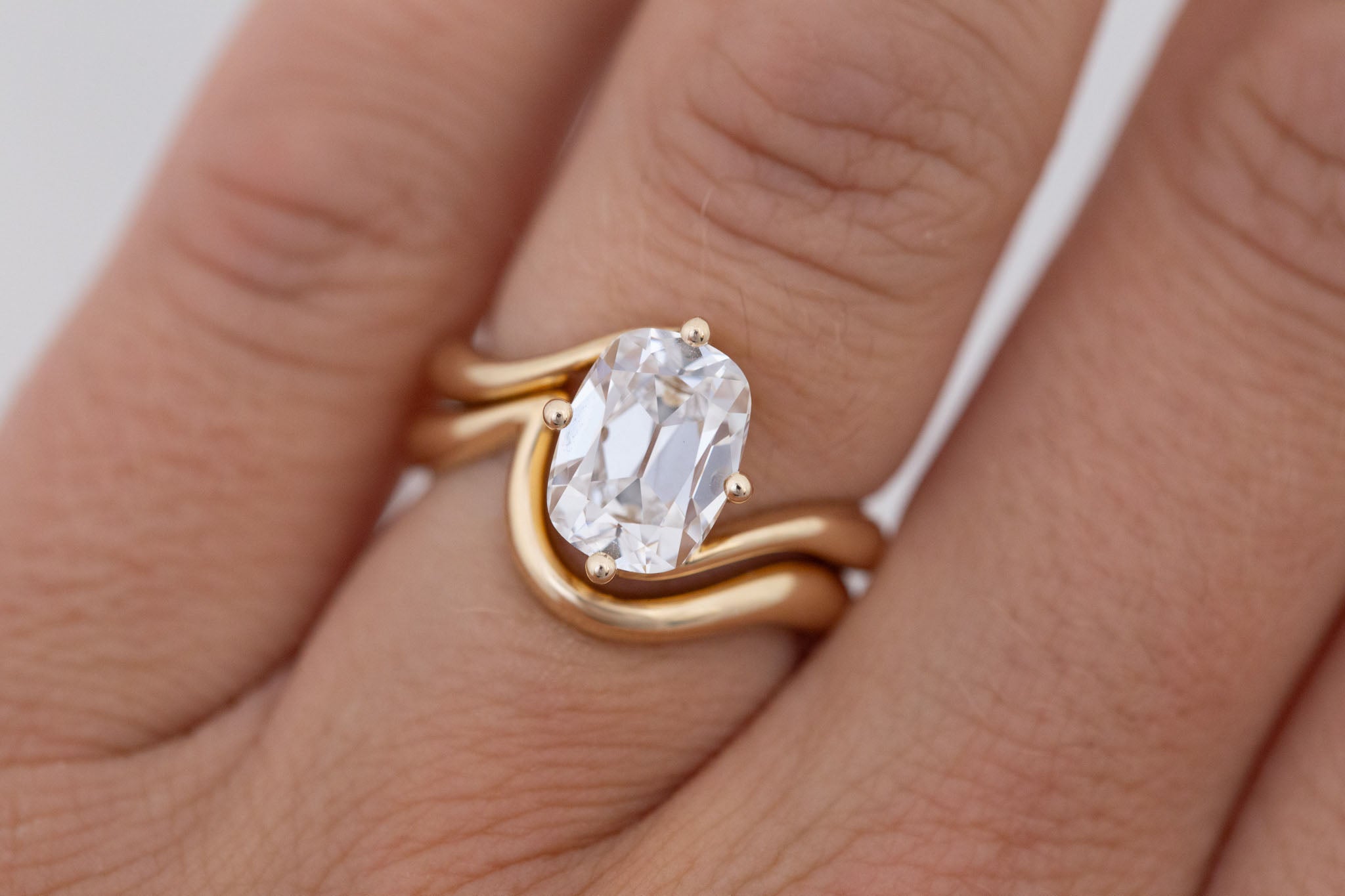 Marin Ring | Lab Cushion Cut Bypass Engagement Ring 2.68 ct | 14k Recycled Gold | One of a Kind