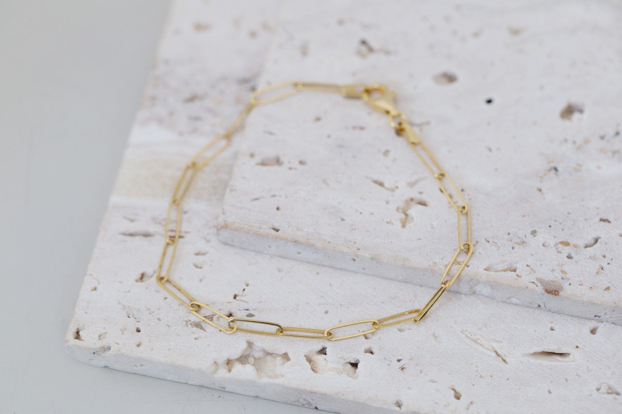 Medium Elongated Flat Link Chain Bracelet | 14k Recycled Gold