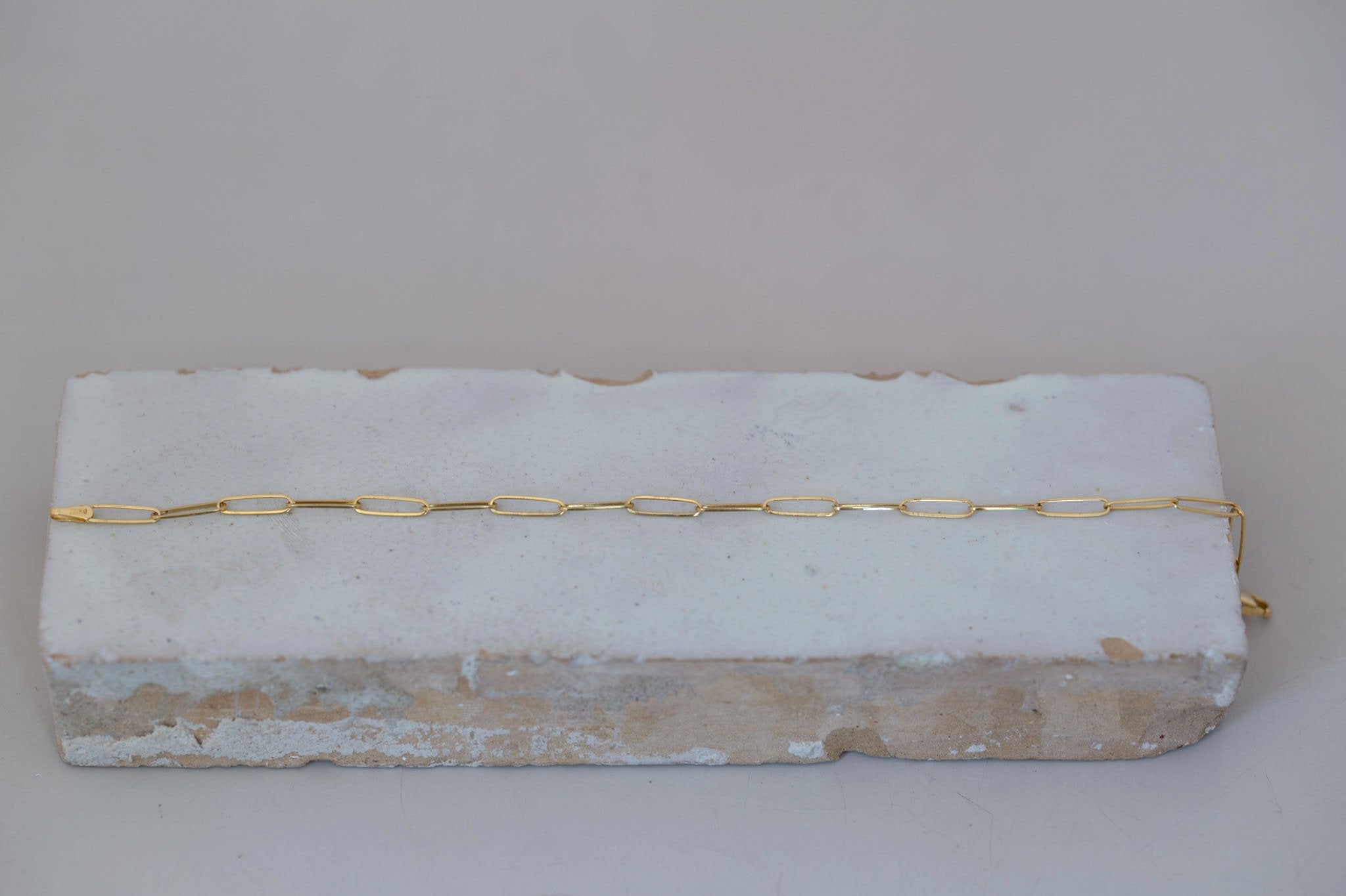 Medium Elongated Flat Link Chain Bracelet | 14k Recycled Gold