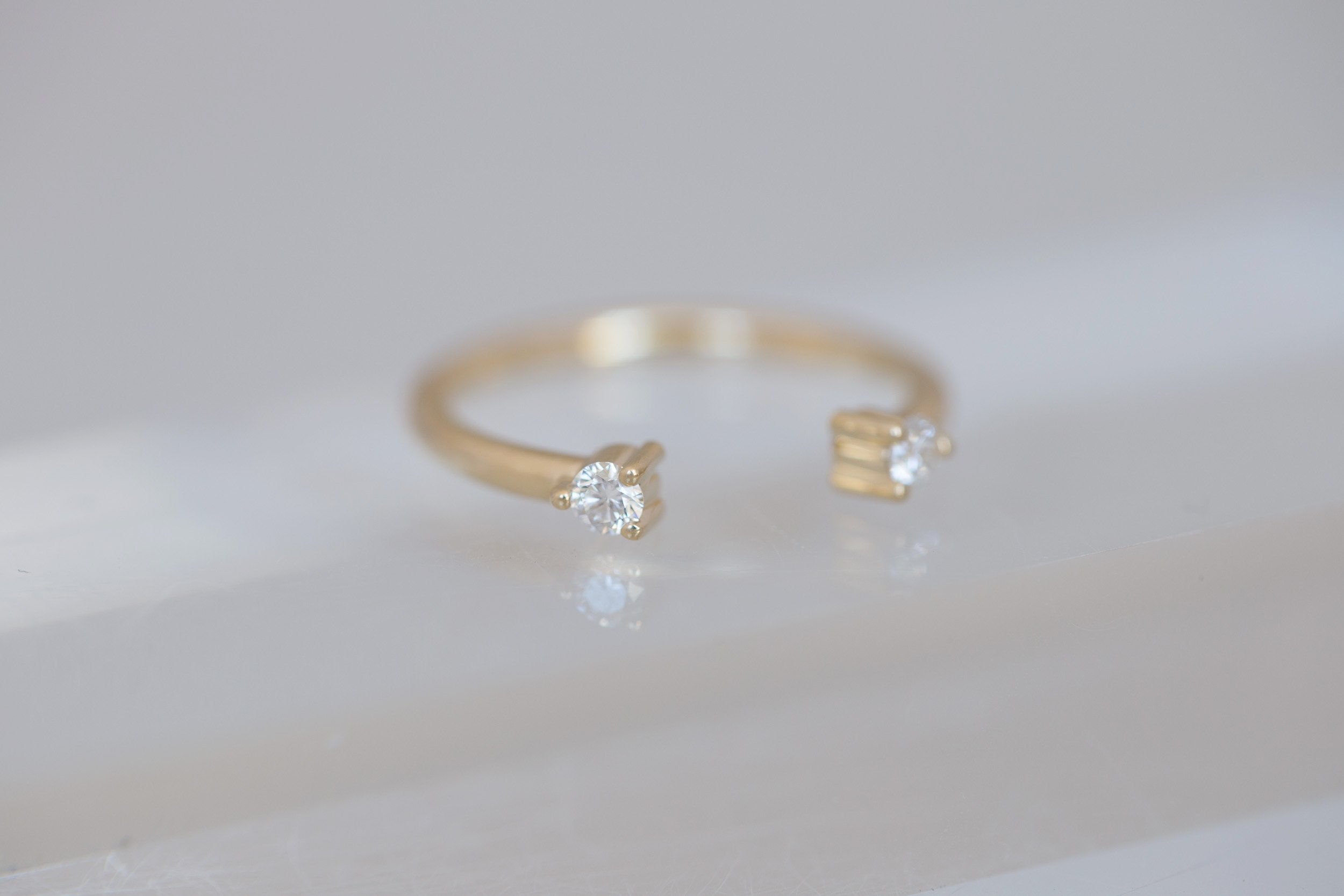 Round Diamond Open Cuff Band | 14k Recycled Gold