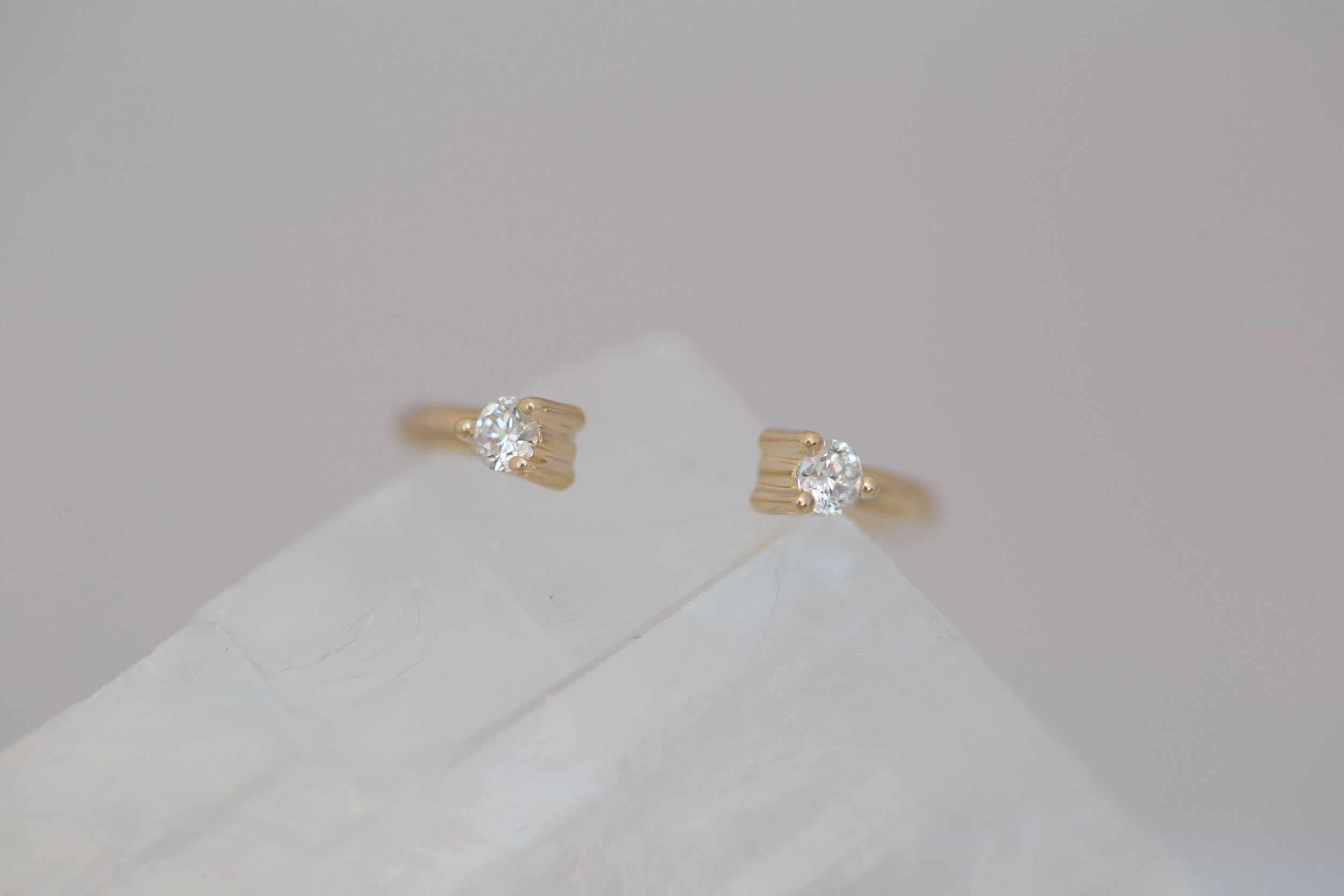 Round Diamond Open Cuff Band | 14k Recycled Gold