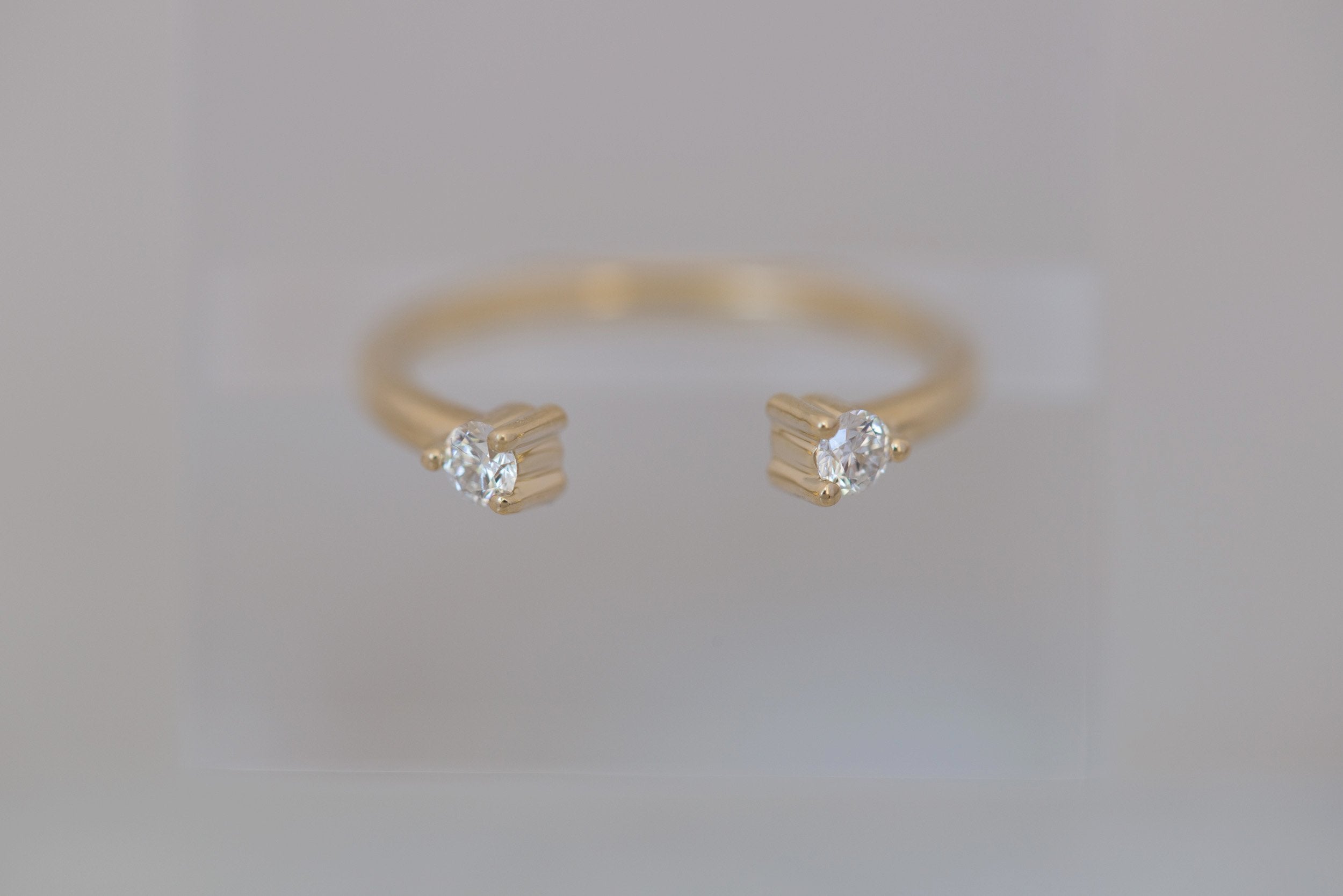 Round Diamond Open Cuff Band | 14k Recycled Gold