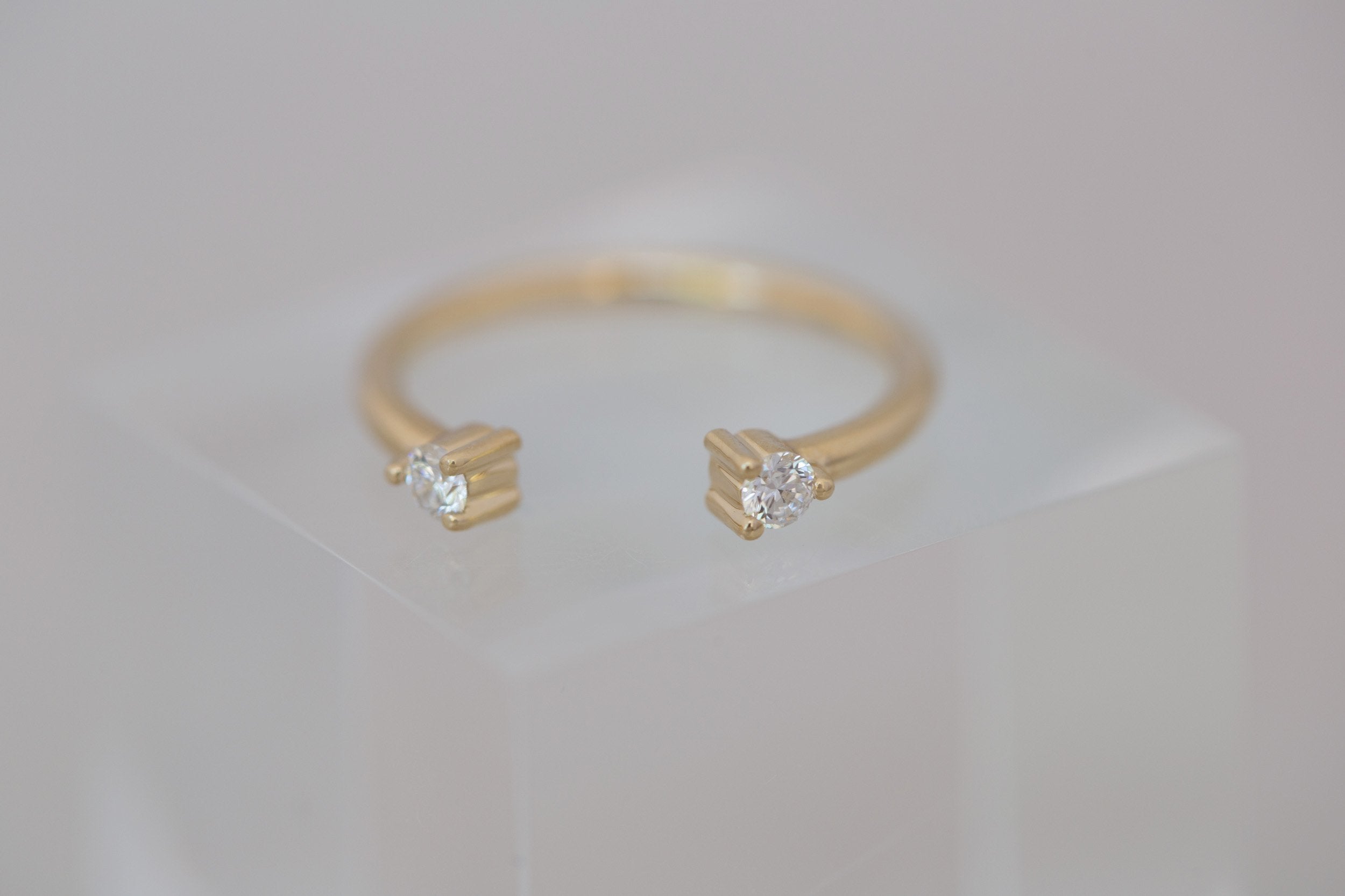 Round Diamond Open Cuff Band | 14k Recycled Gold