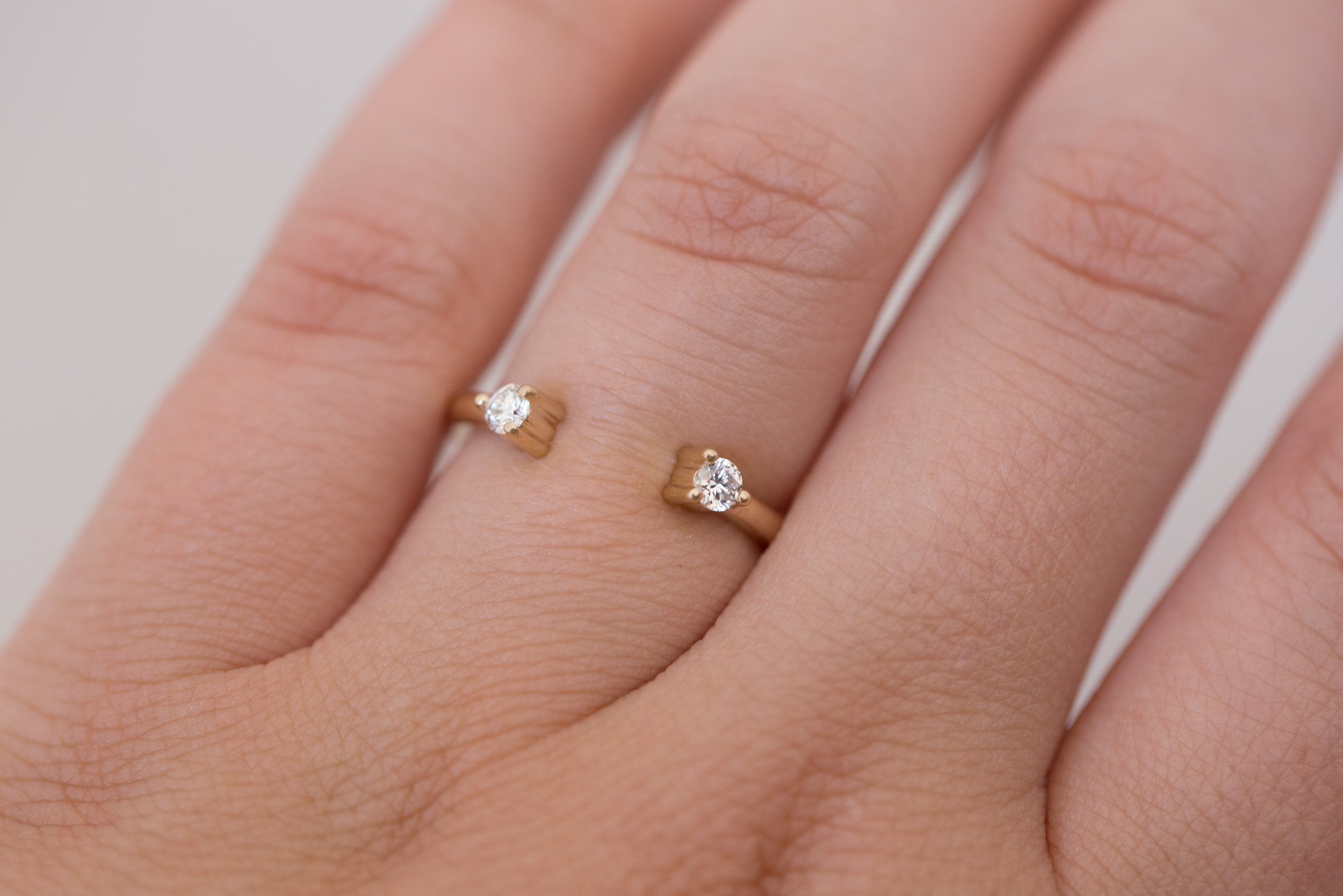 Round Diamond Open Cuff Band | 14k Recycled Gold