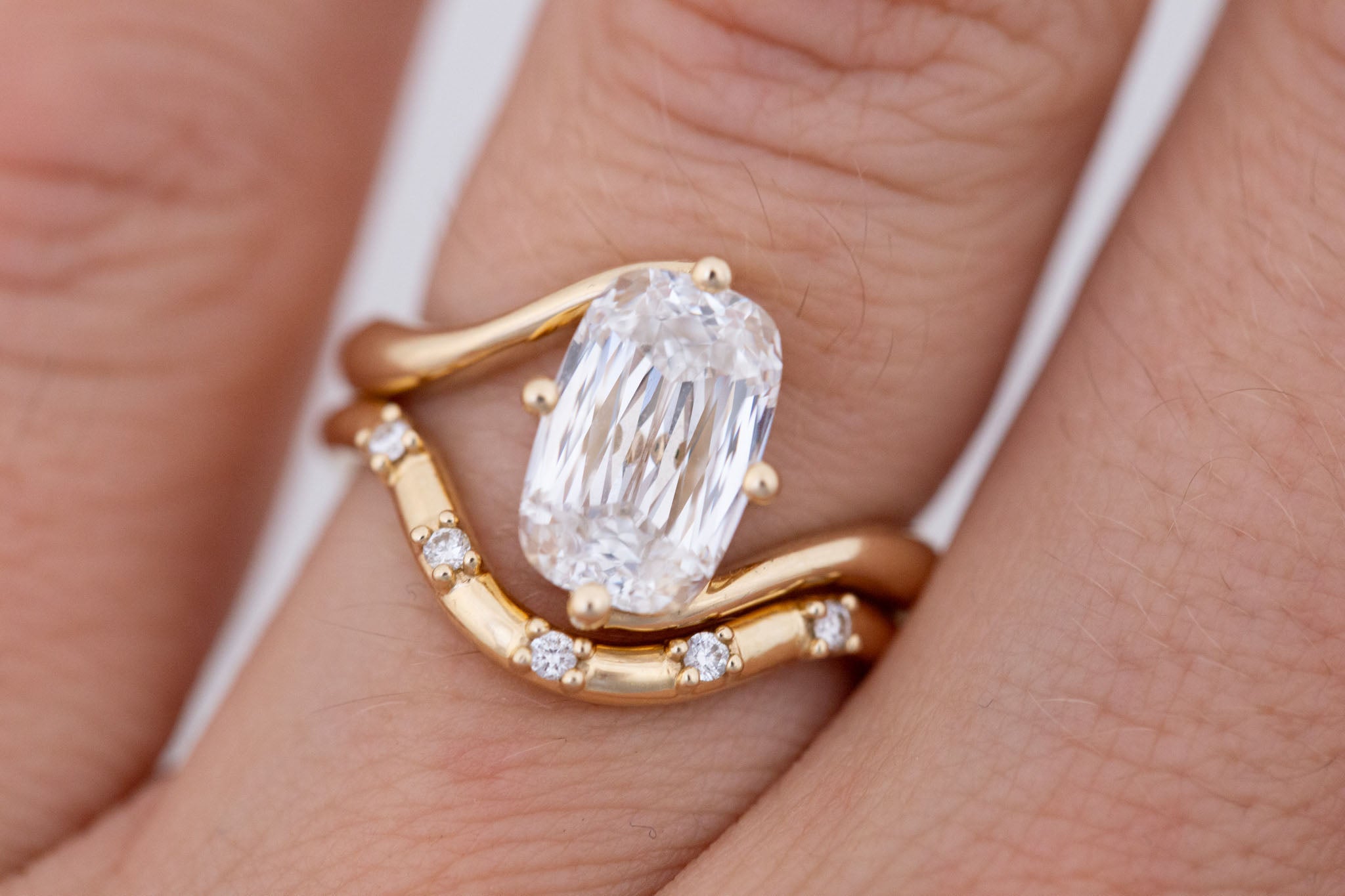 Marin Ring | Lab Crisscut Cushion Cut Bypass Engagement Ring 2.82 ct | 14k Recycled Gold | One of a Kind