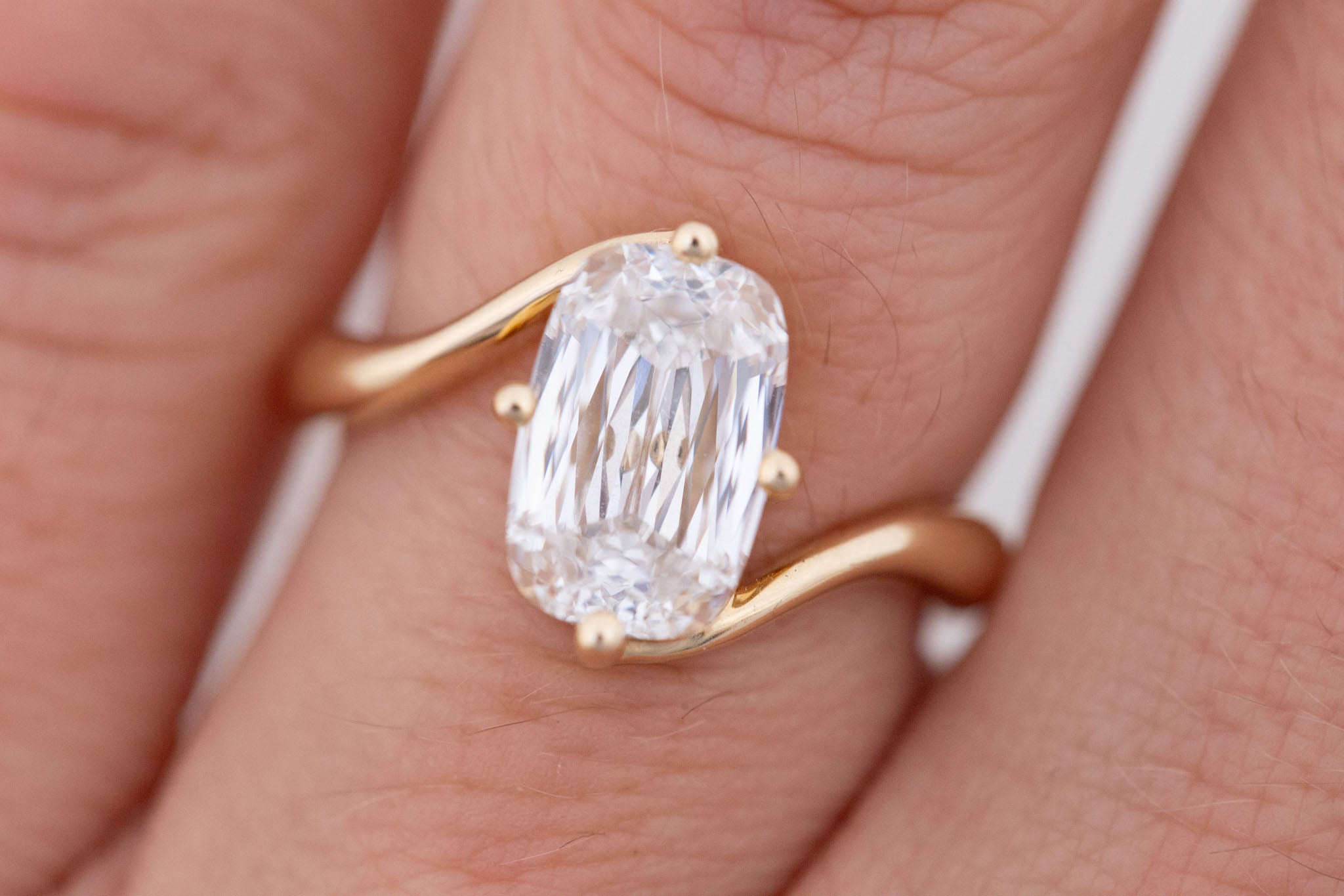 Marin Ring | Lab Crisscut Cushion Cut Bypass Engagement Ring 2.82 ct | 14k Recycled Gold | One of a Kind