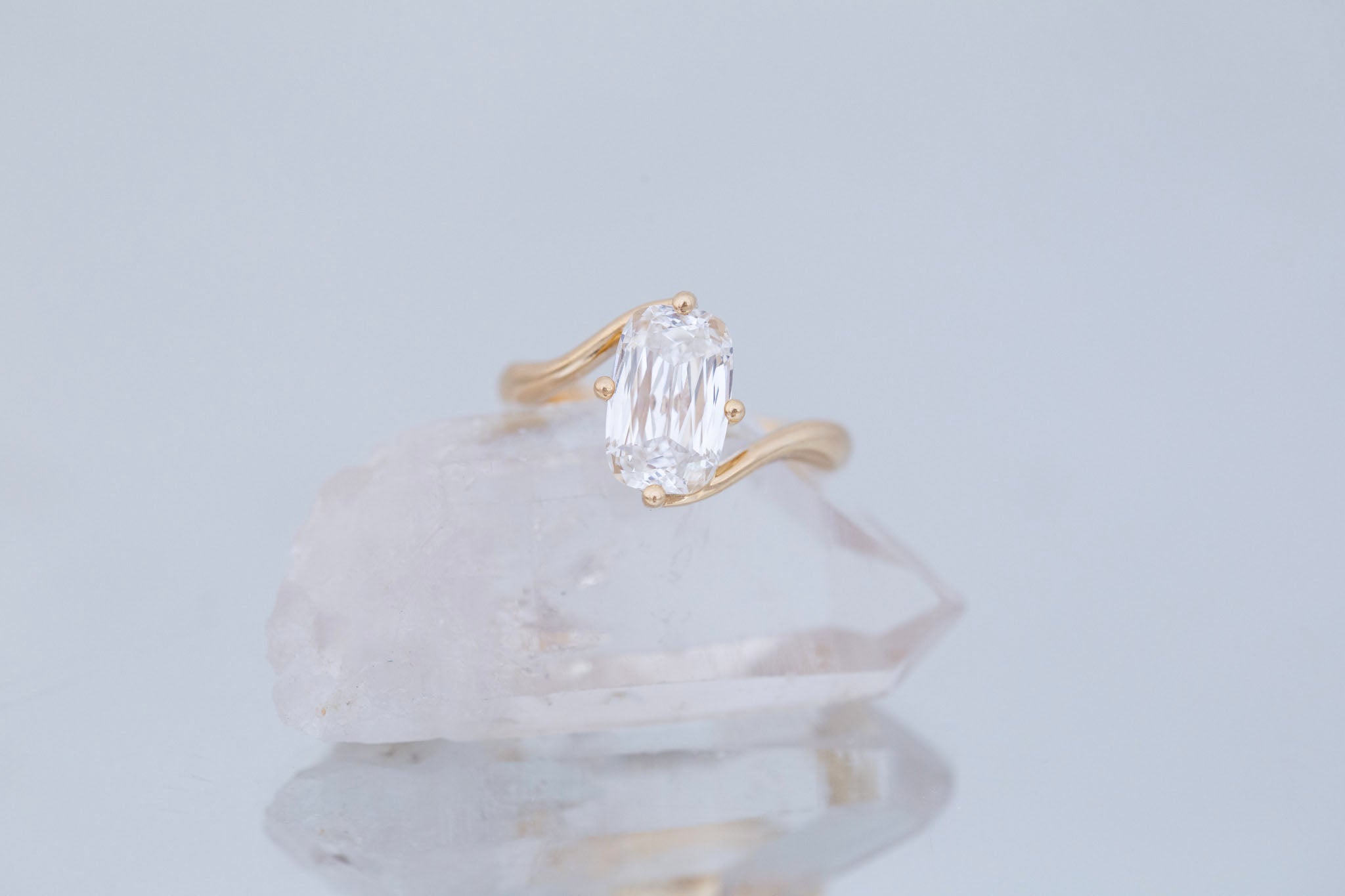 Marin Ring | Lab Crisscut Cushion Cut Bypass Engagement Ring 2.82 ct | 14k Recycled Gold | One of a Kind