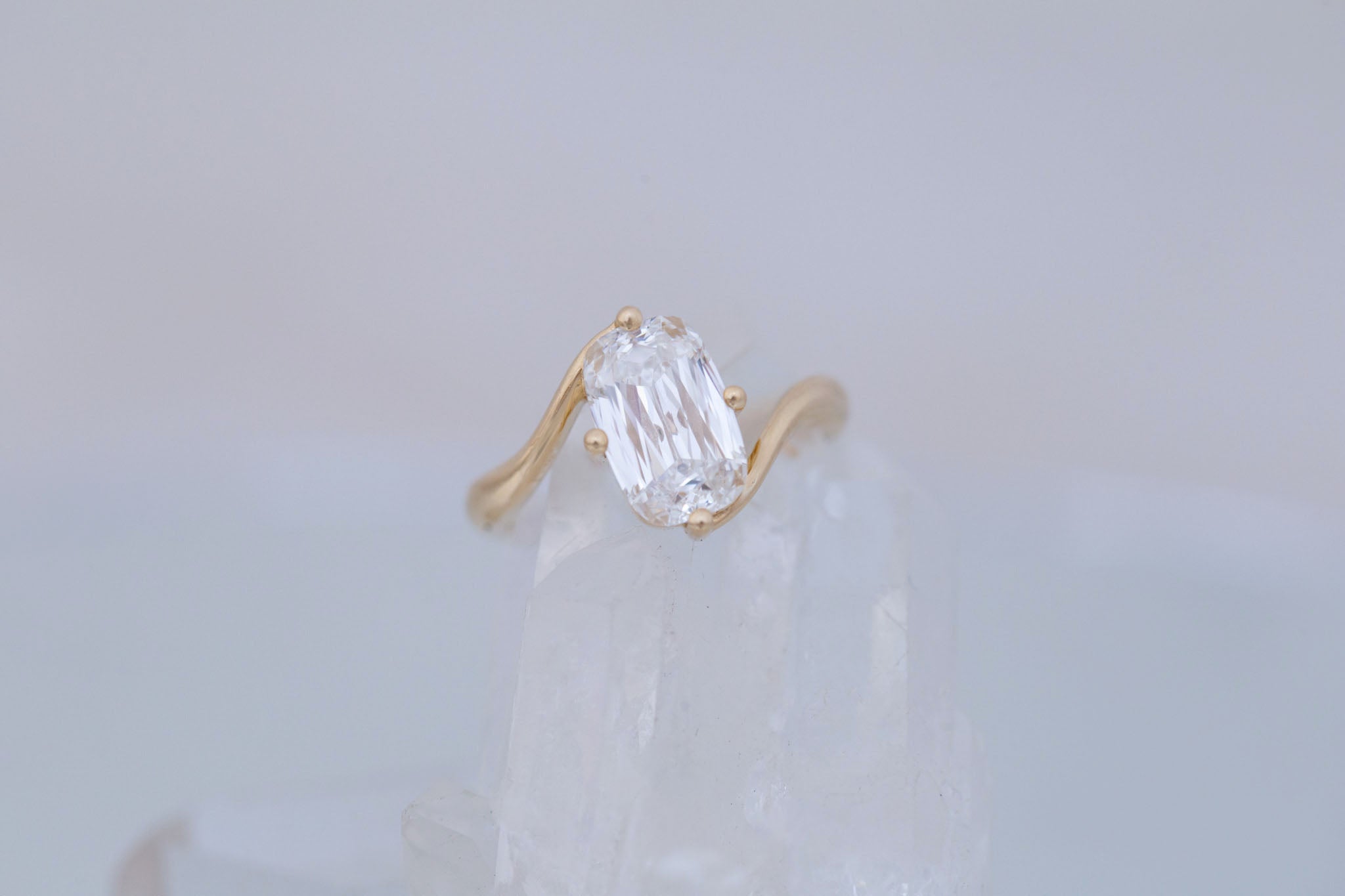 Marin Ring | Lab Crisscut Cushion Cut Bypass Engagement Ring 2.82 ct | 14k Recycled Gold | One of a Kind