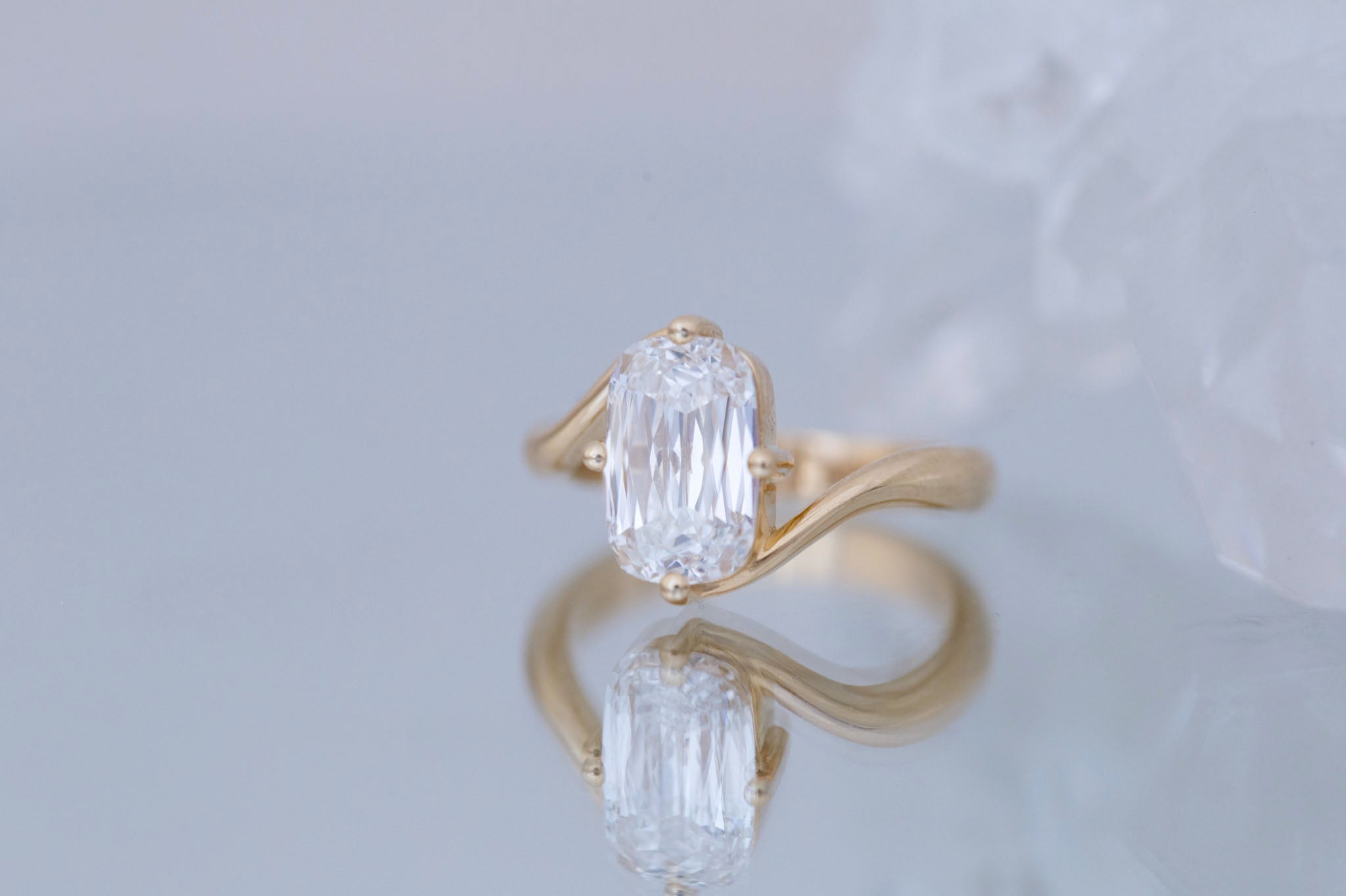 Marin Ring | Lab Crisscut Cushion Cut Bypass Engagement Ring 2.82 ct | 14k Recycled Gold | One of a Kind