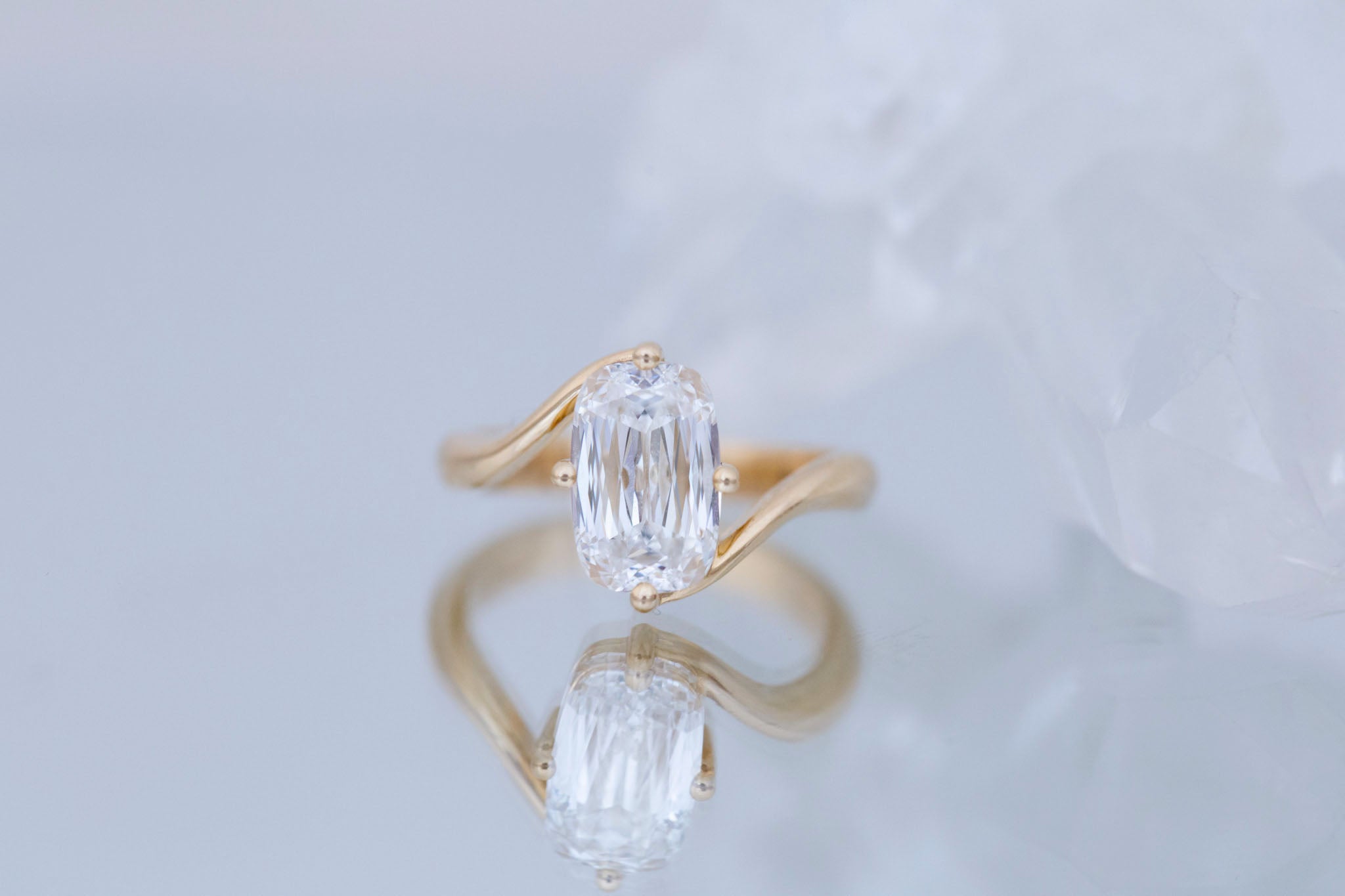 Marin Ring | Lab Crisscut Cushion Cut Bypass Engagement Ring 2.82 ct | 14k Recycled Gold | One of a Kind